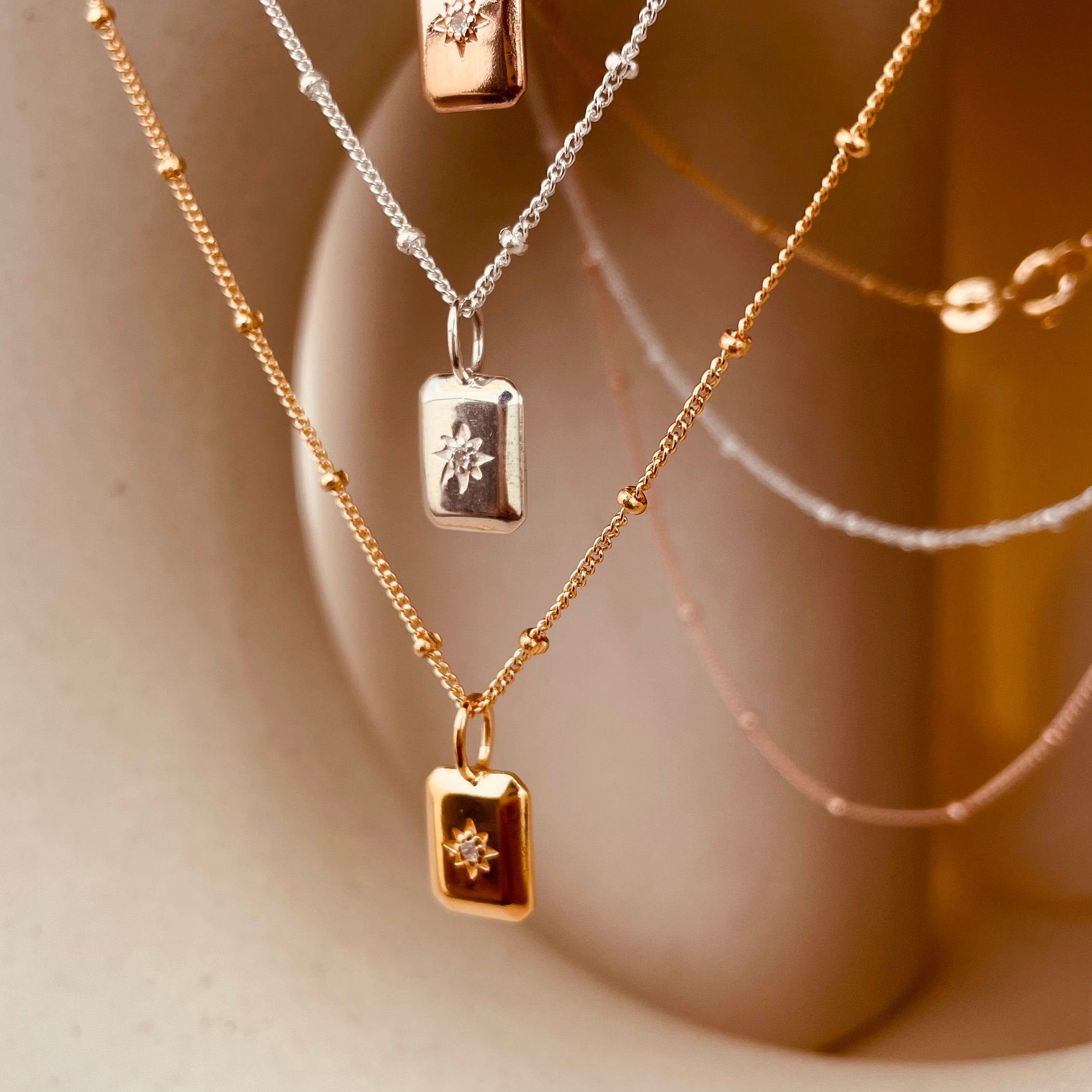 Dainty North Star Necklace with Satellite Chain - Octonov