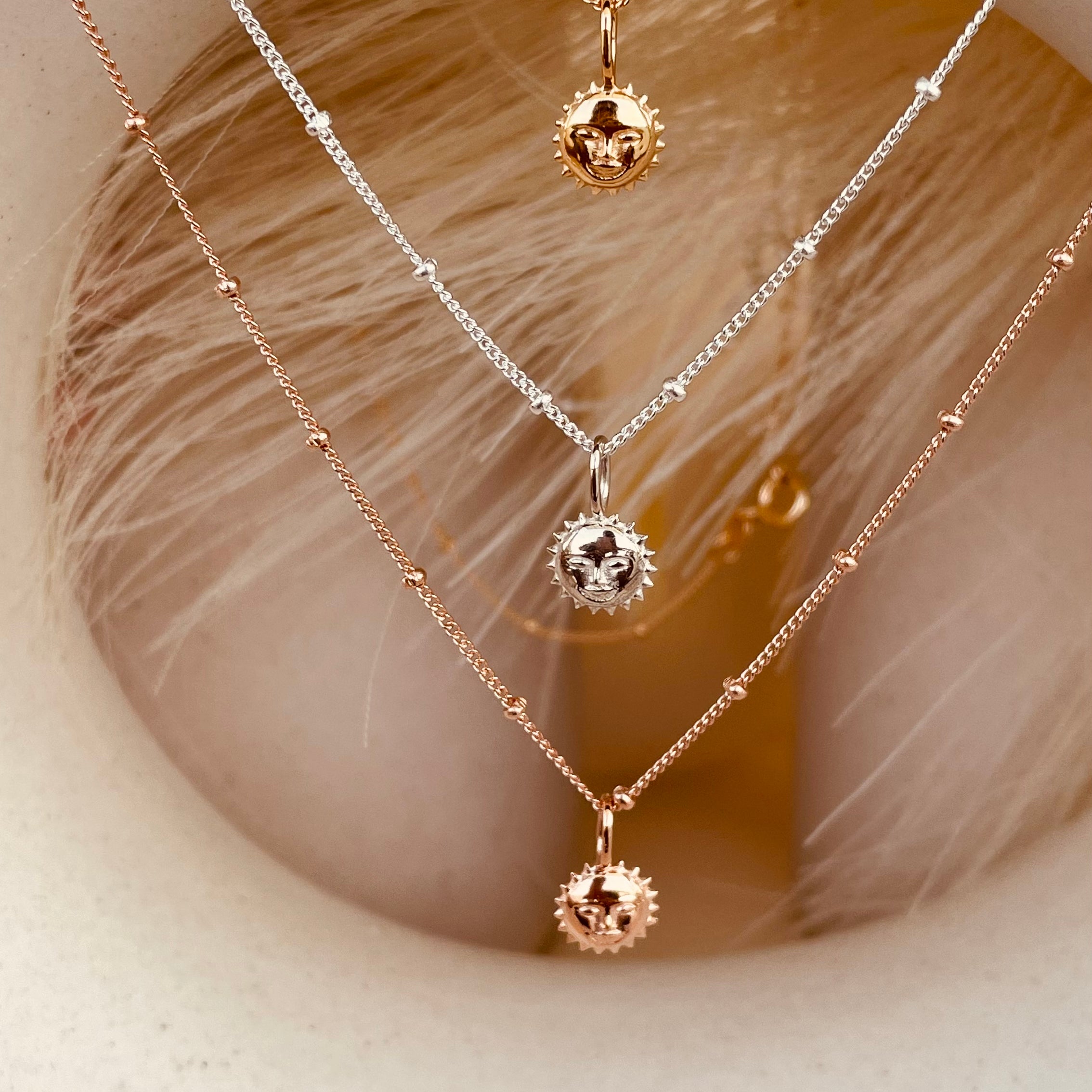 Steller Sun Charm Necklace with Satellite Chain - Octonov