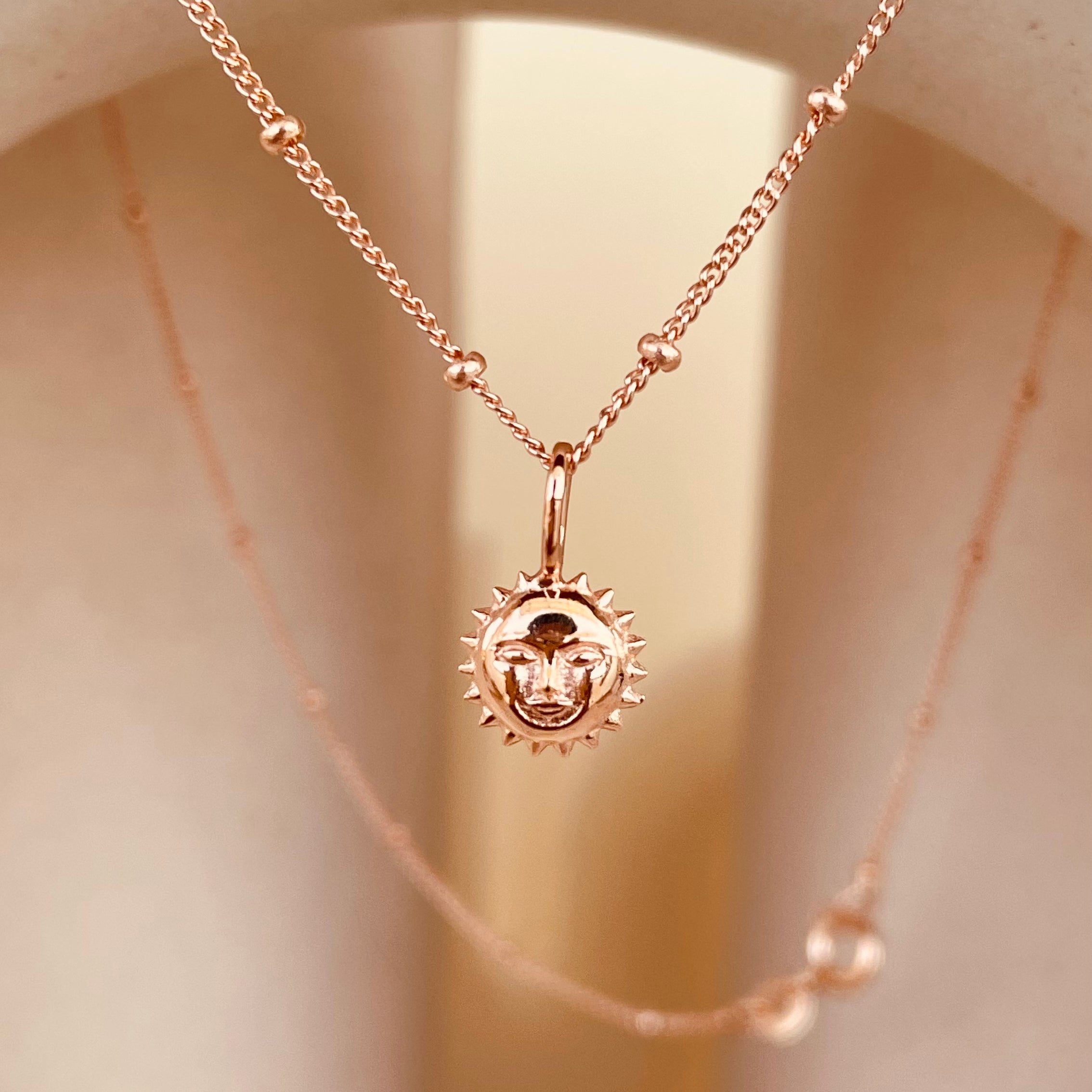 Steller Sun Charm Necklace with Satellite Chain - Octonov