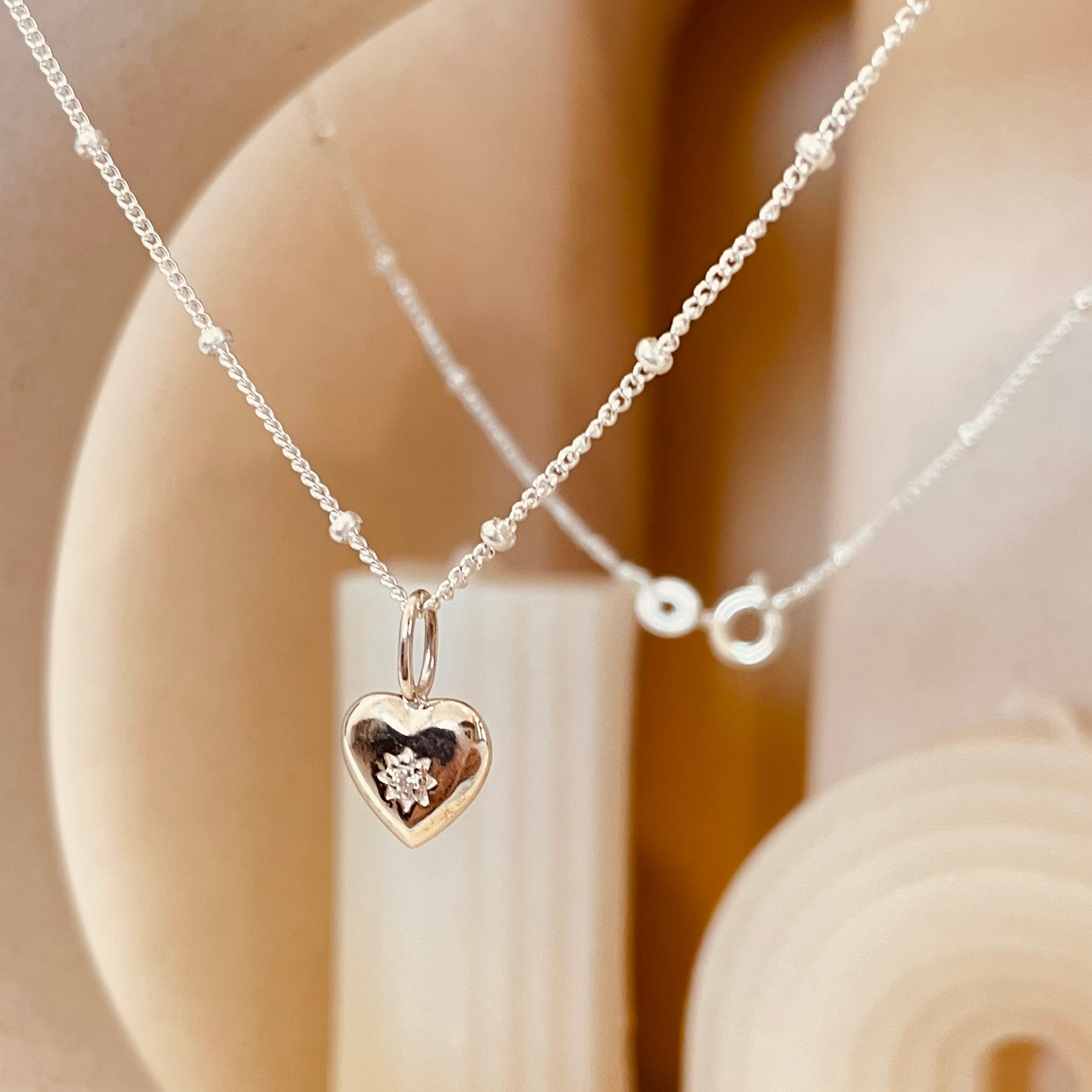 Vintage Heart Satellite Necklace with Satellite Chain - Octonov