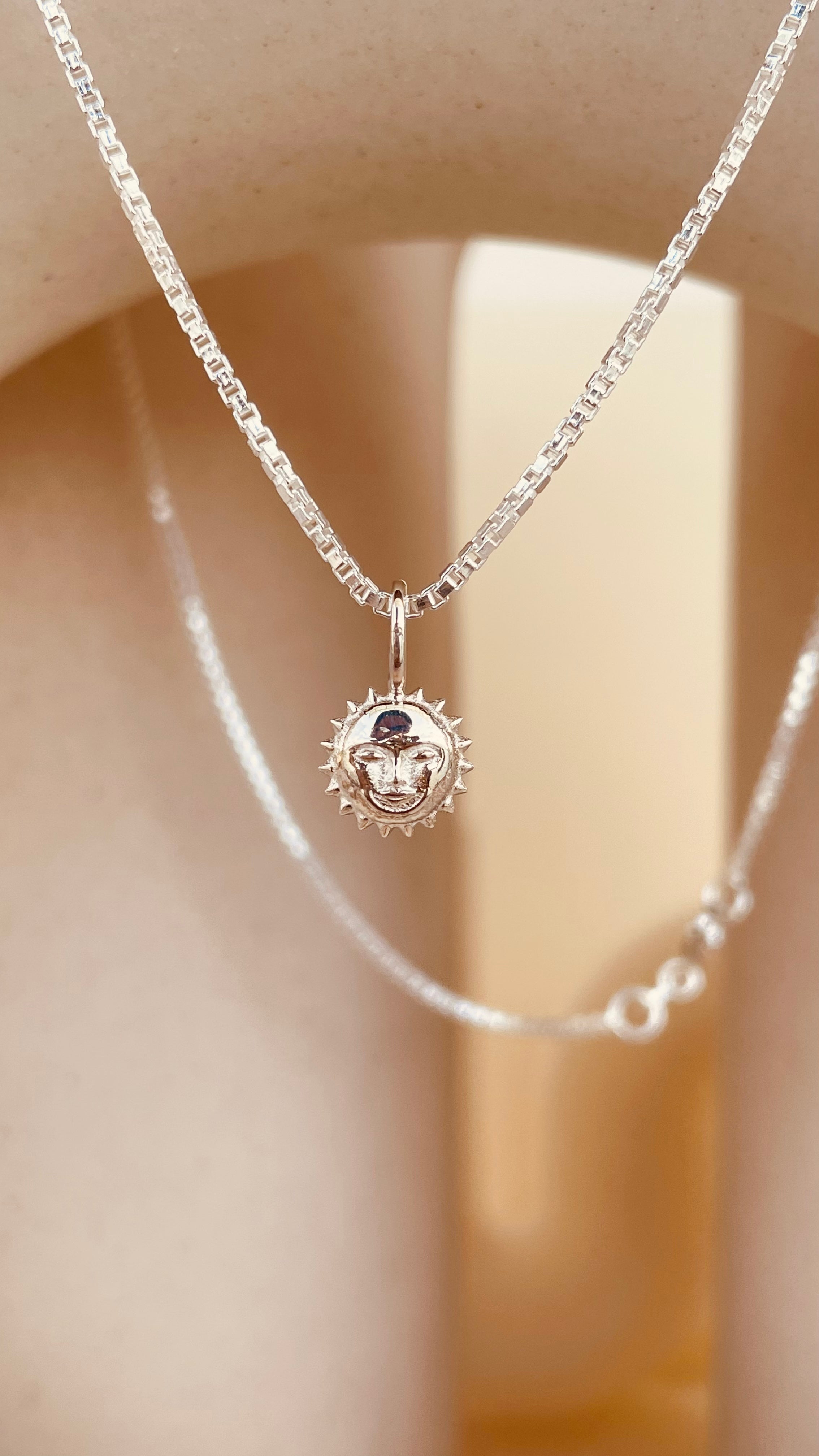 Dainty Steller Sun Charm Necklace with Box Chain with Box Chain - Octonov