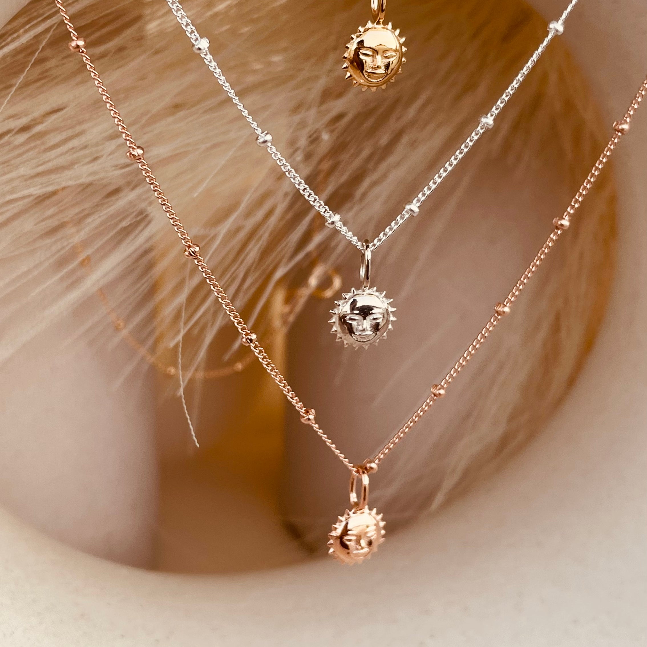 Steller Sun Charm Necklace with Satellite Chain - Octonov