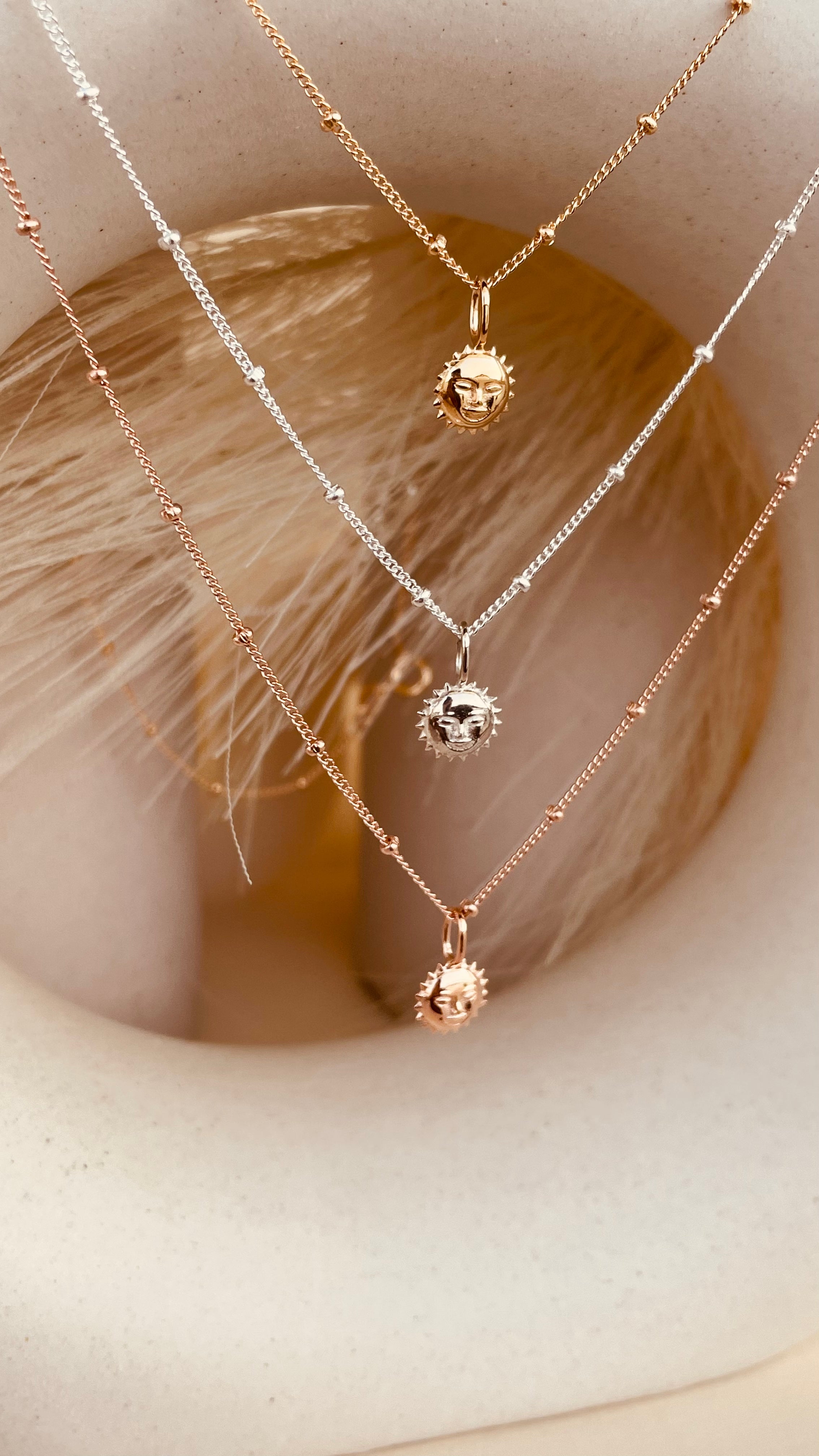 Steller Sun Charm Necklace with Satellite Chain - Octonov