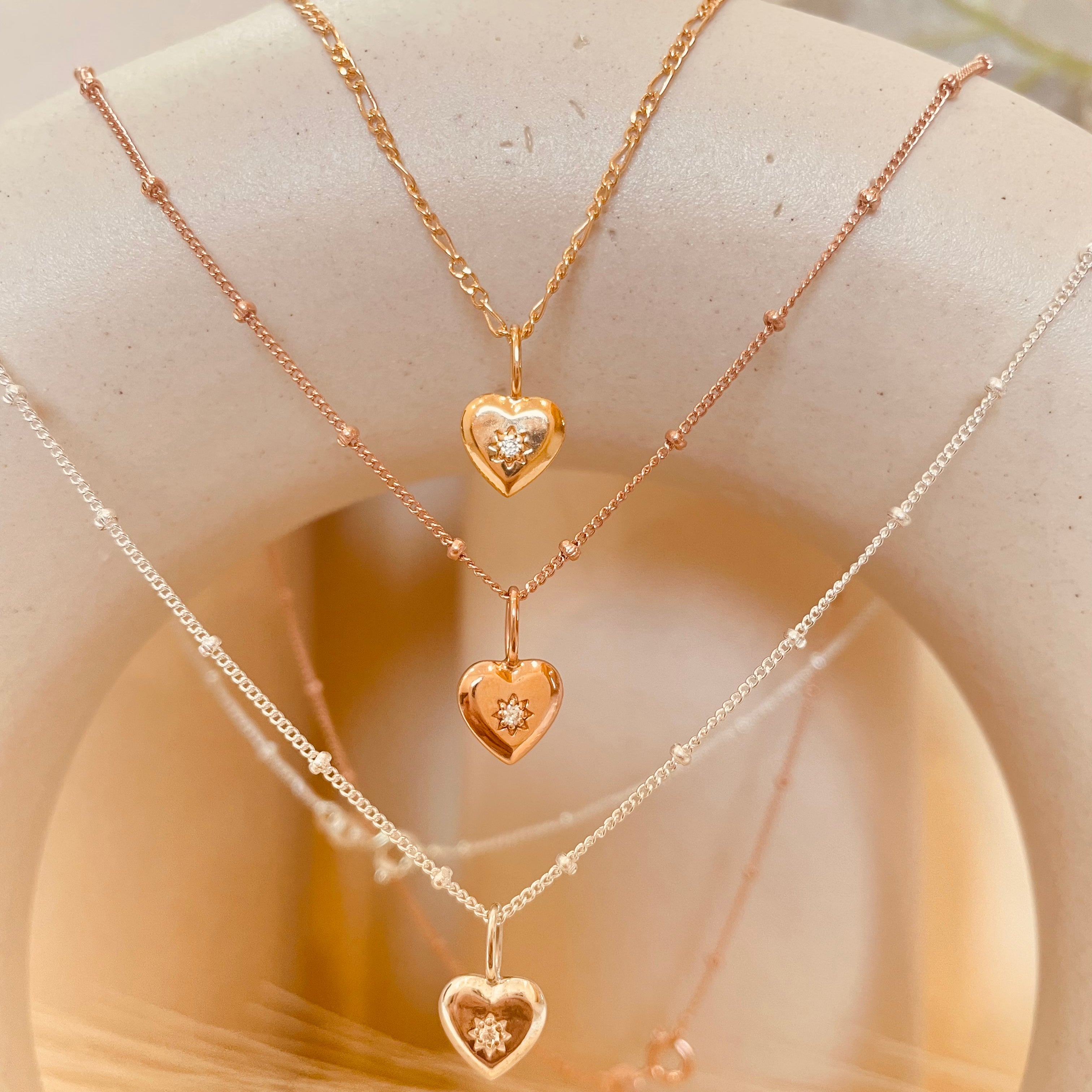 Vintage Heart Satellite Necklace with Satellite Chain - Octonov