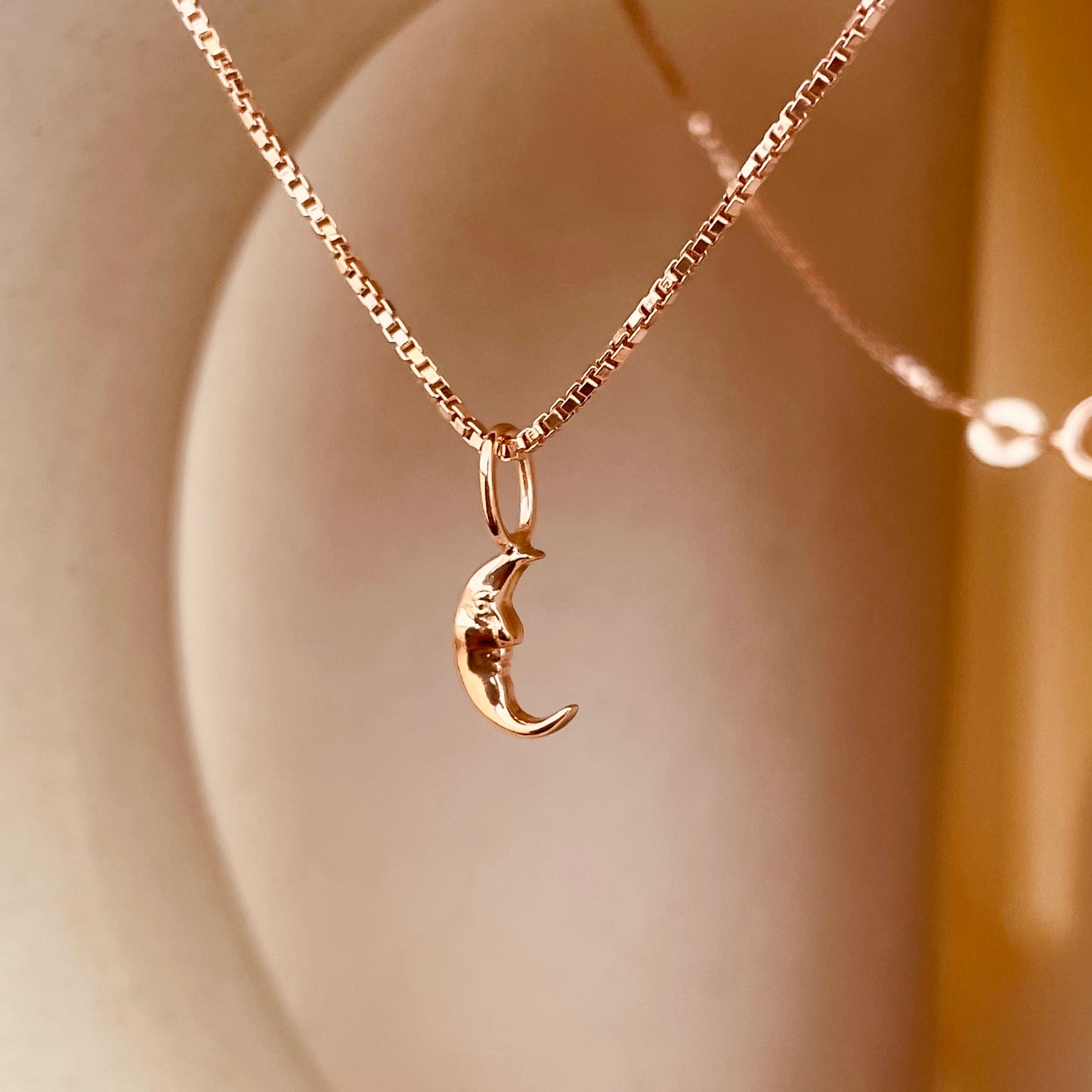 Crescent Moon Necklace with Box Chain - Octonov