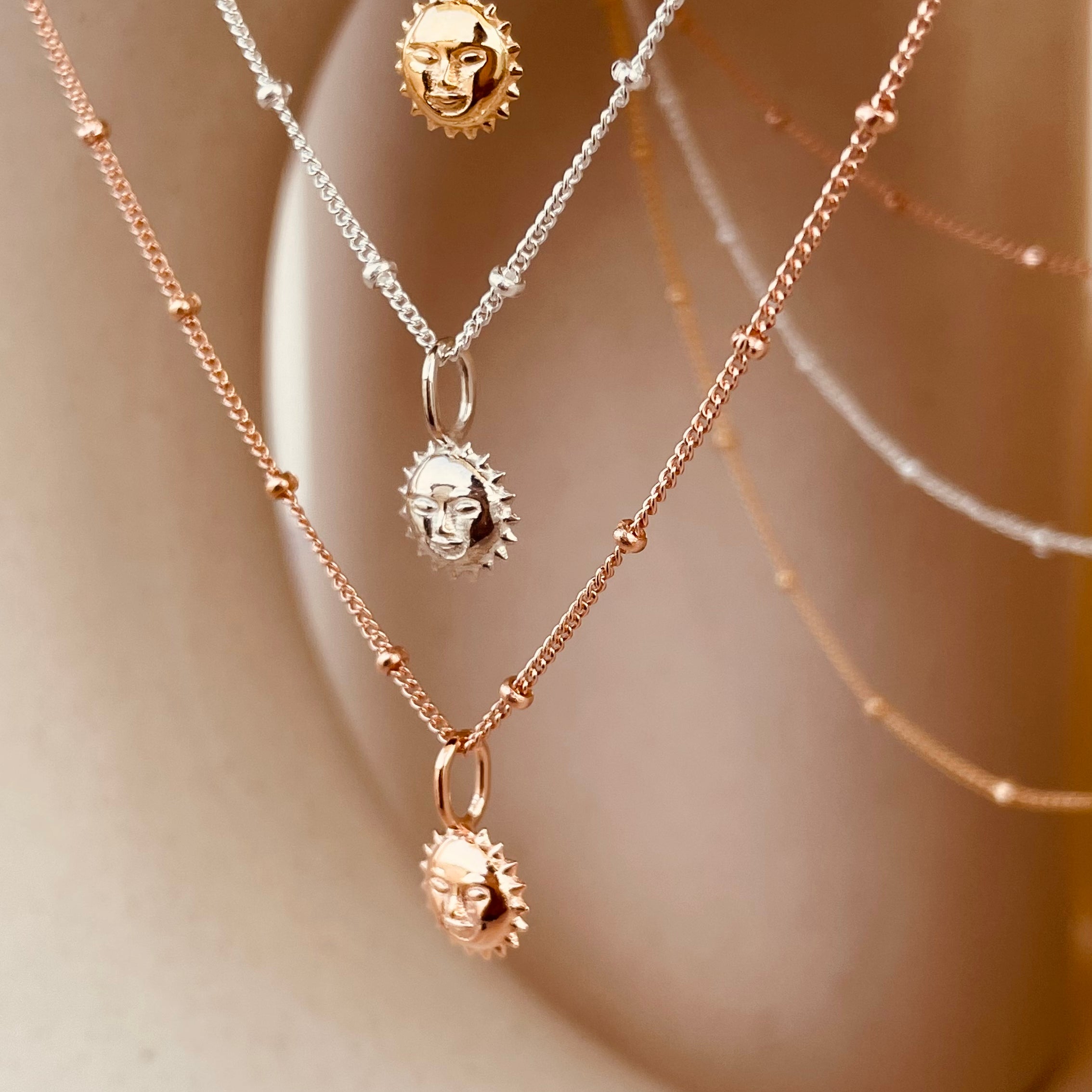 Steller Sun Charm Necklace with Satellite Chain - Octonov