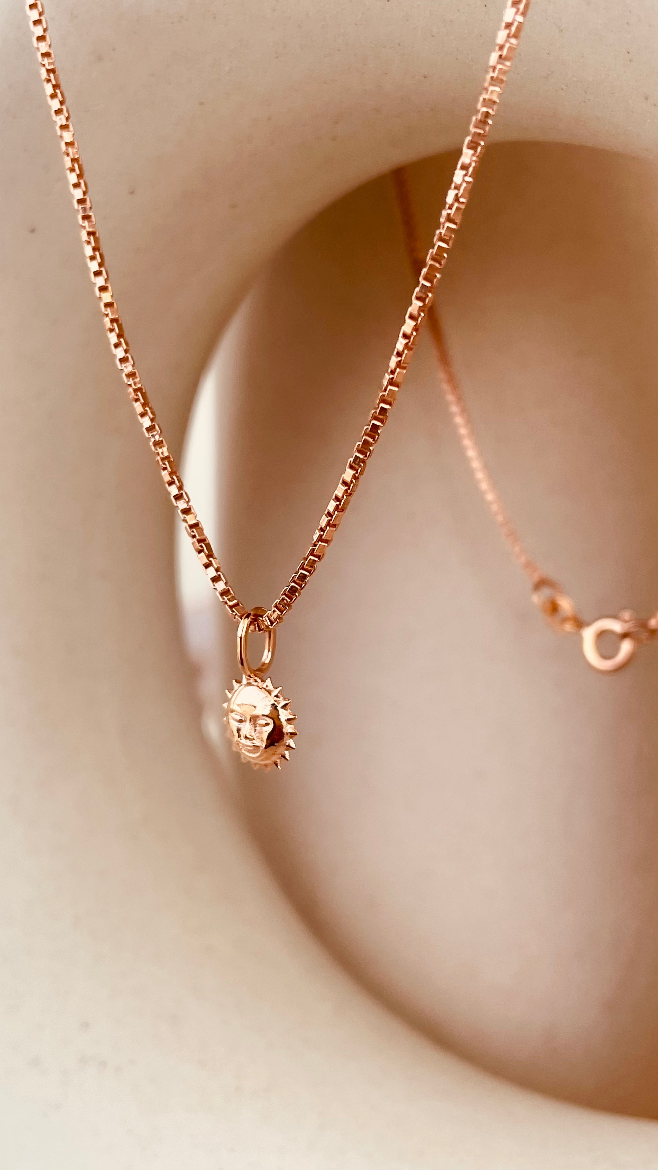 Dainty Steller Sun Charm Necklace with Box Chain with Box Chain - Octonov