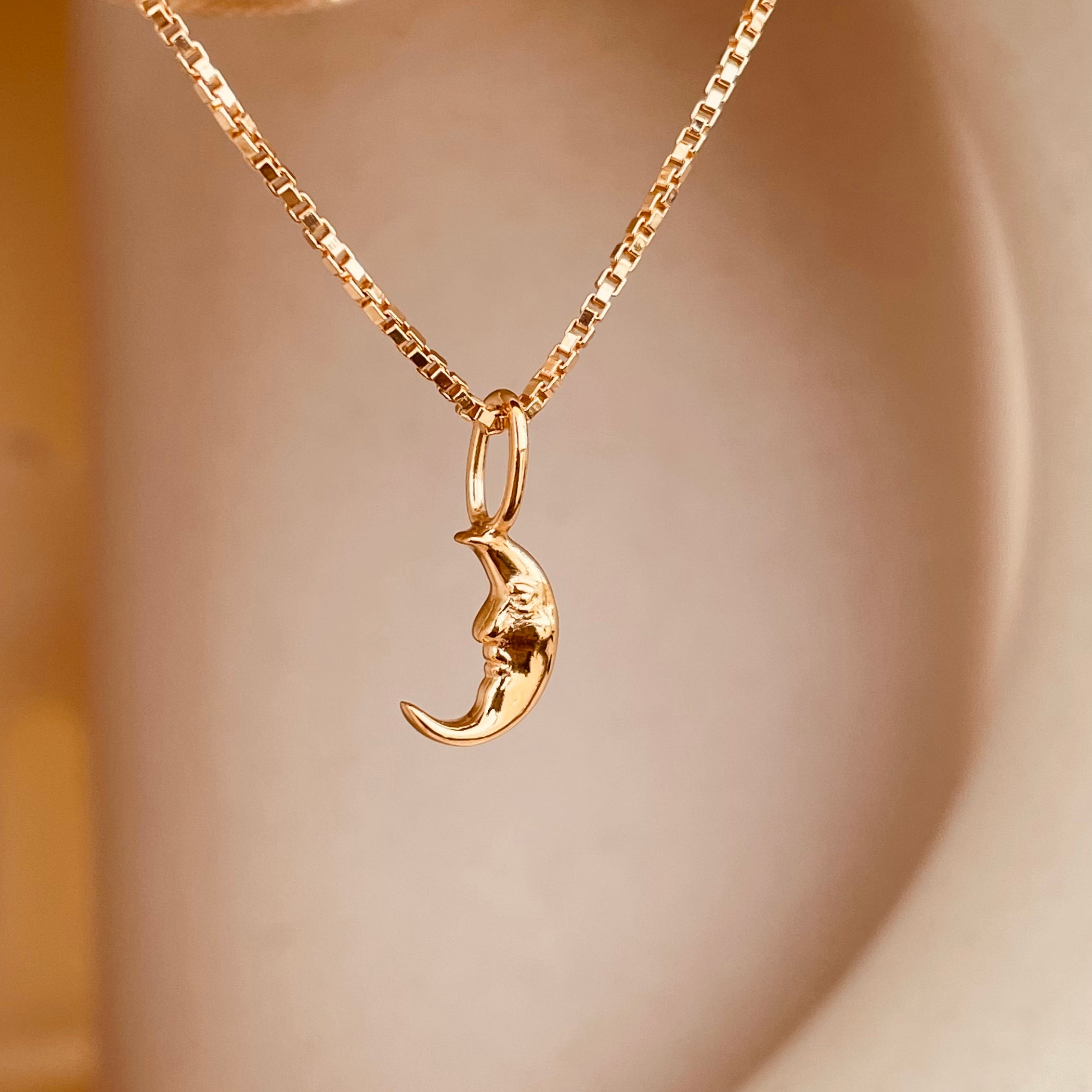 Crescent Moon Necklace with Box Chain - Octonov