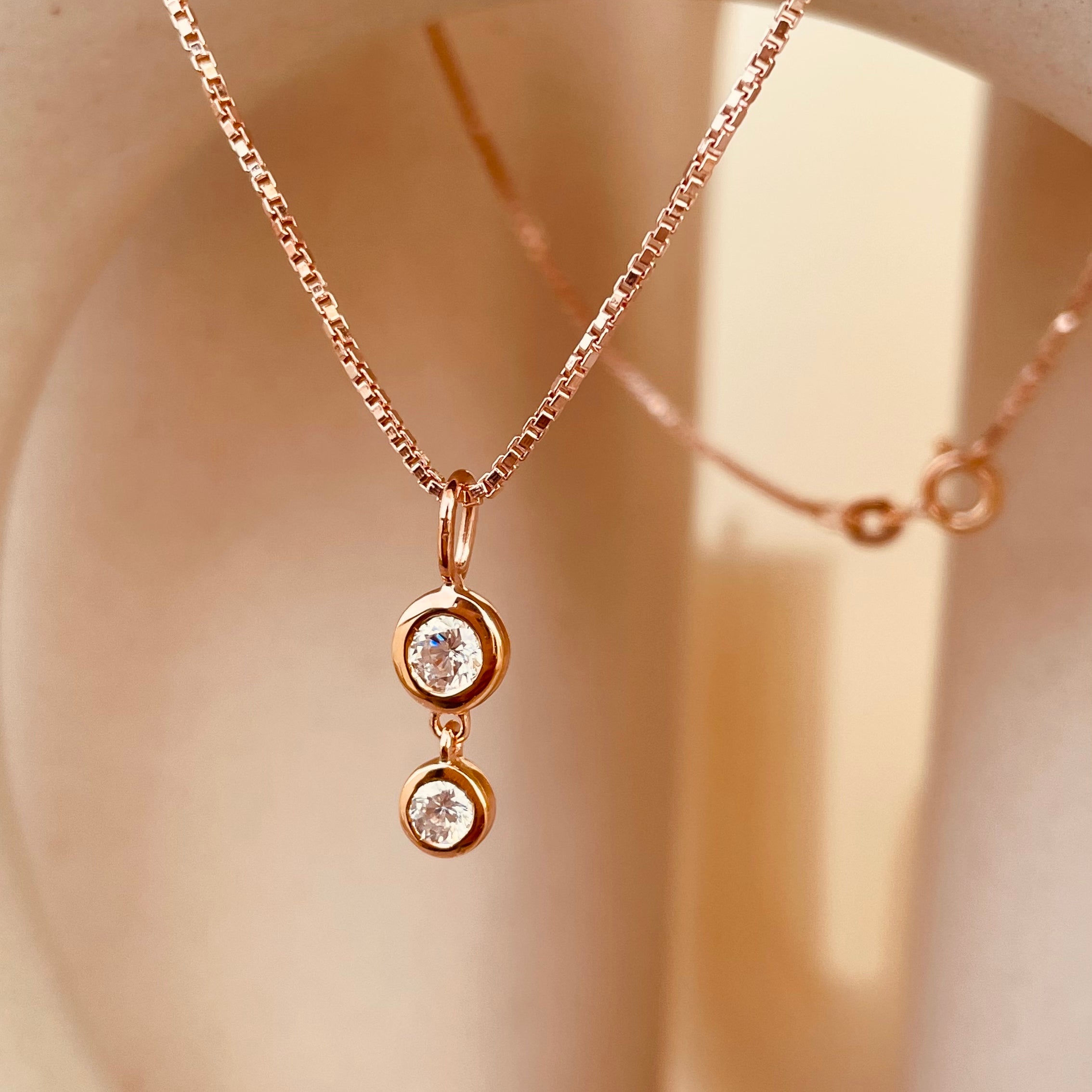 Minimal Double Drop Dangling Necklace with Box Chain - Octonov