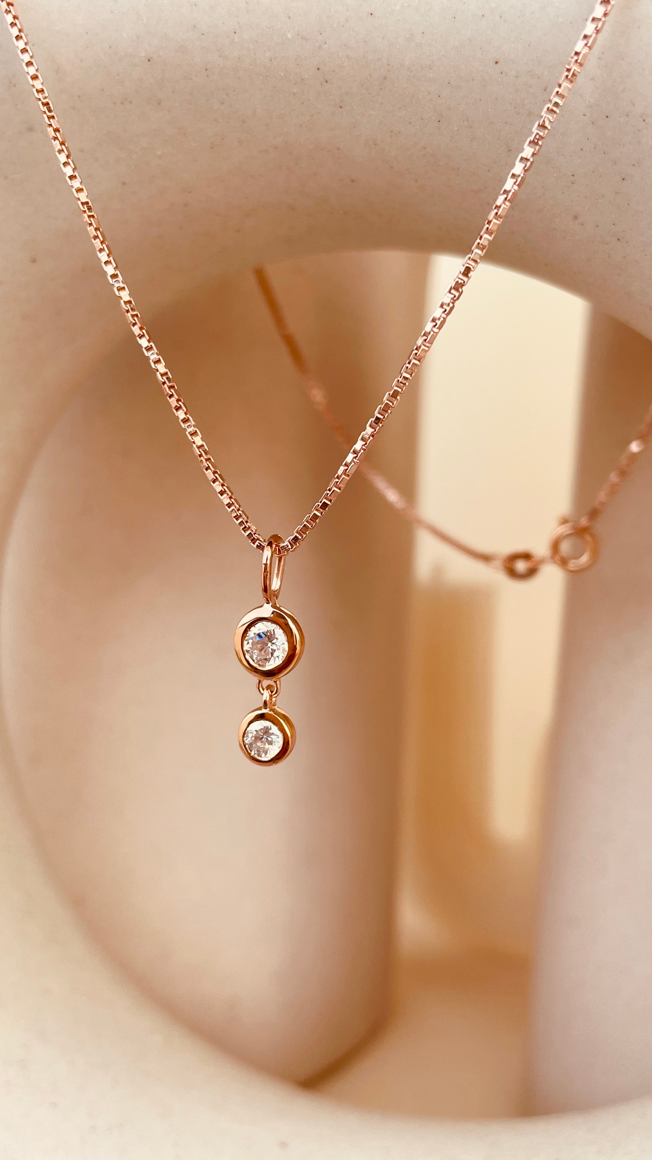 Minimal Double Drop Dangling Necklace with Box Chain - Octonov