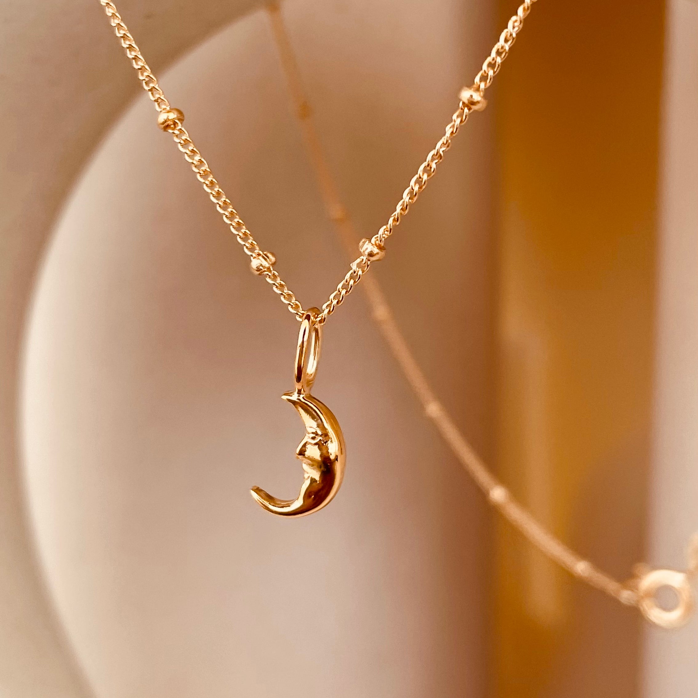 Crescent Moon Necklace with Satellite Chain - Octonov