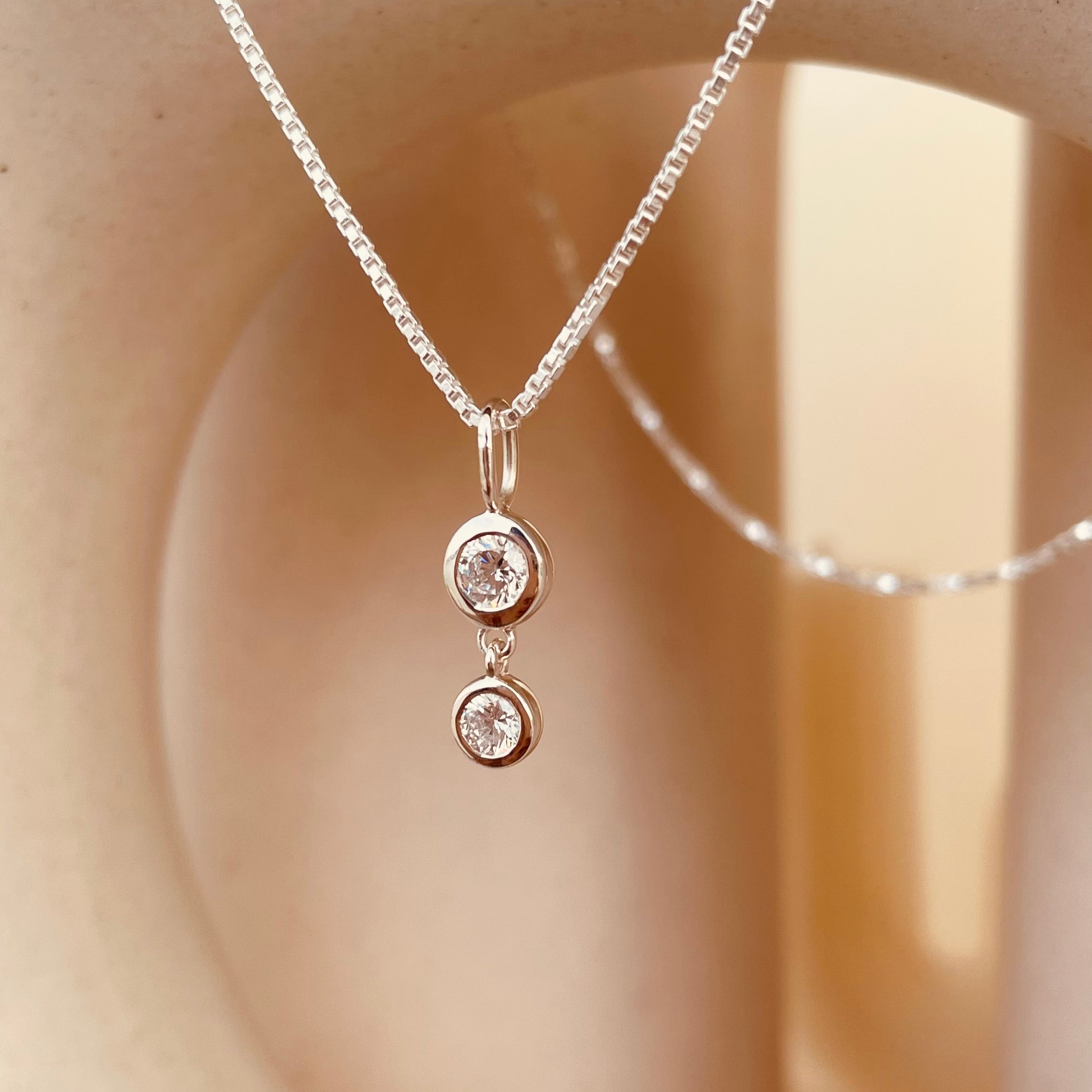 Minimal Double Drop Dangling Necklace with Box Chain - Octonov