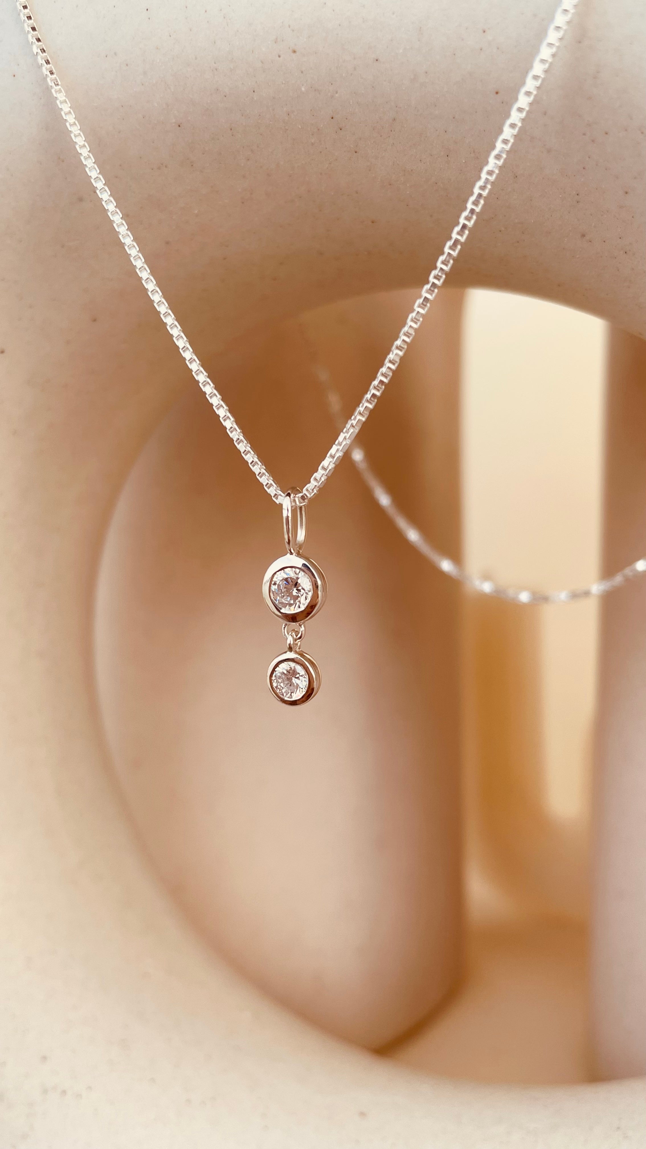 Minimal Double Drop Dangling Necklace with Box Chain - Octonov