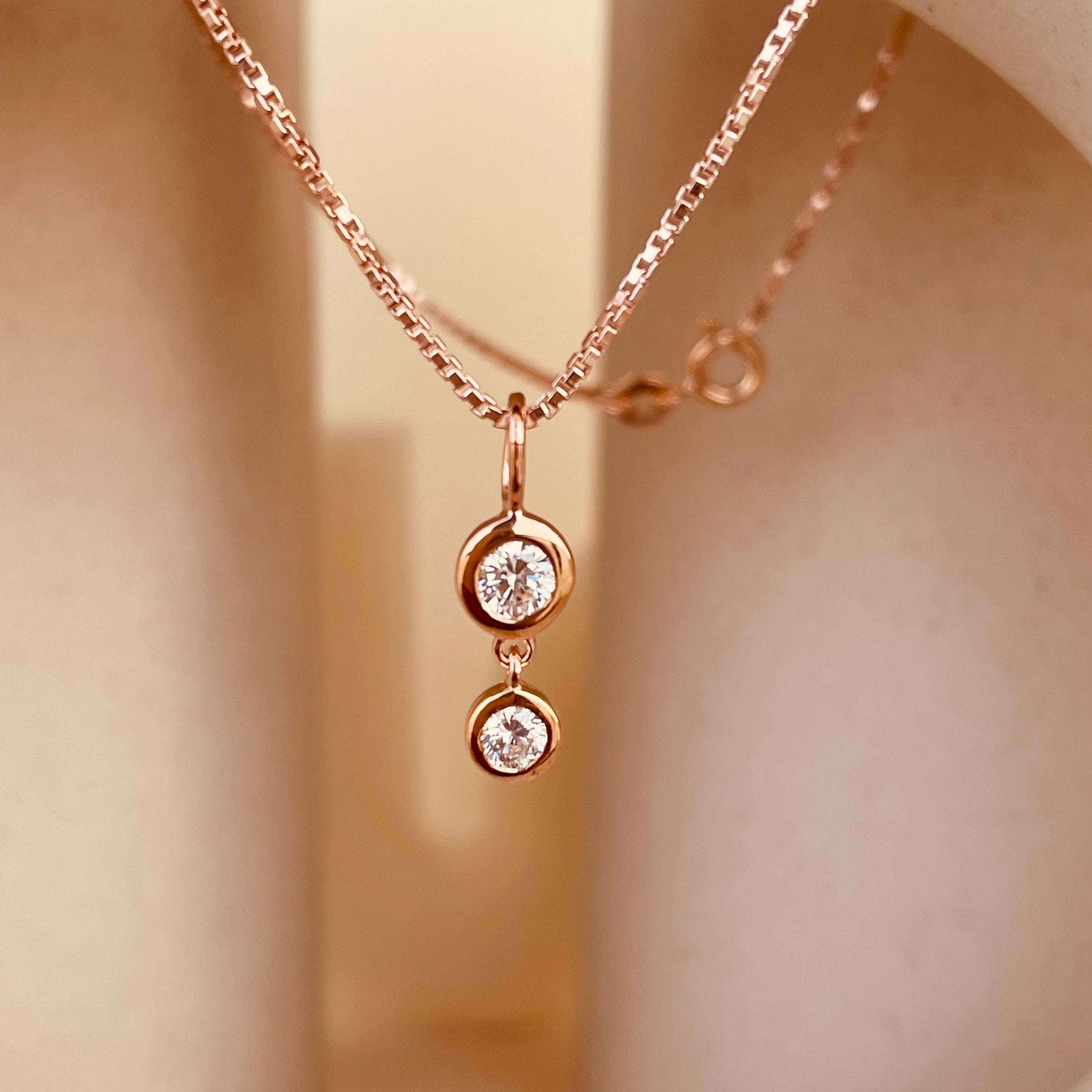 Minimal Double Drop Dangling Necklace with Box Chain - Octonov