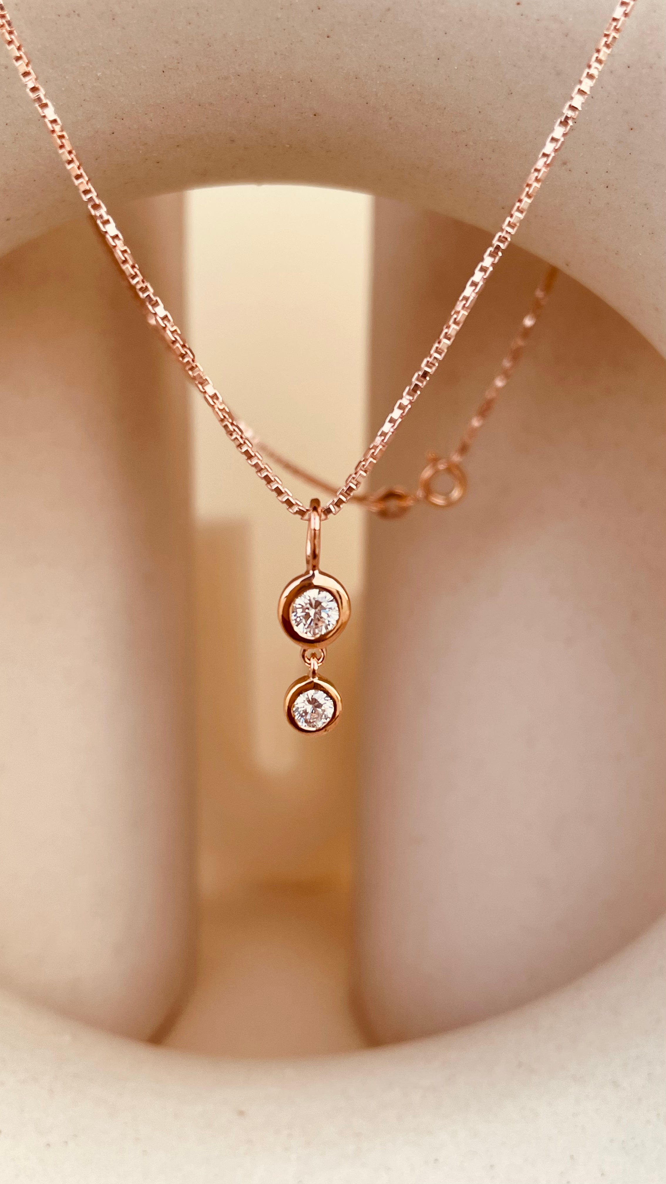 Minimal Double Drop Dangling Necklace with Box Chain - Octonov