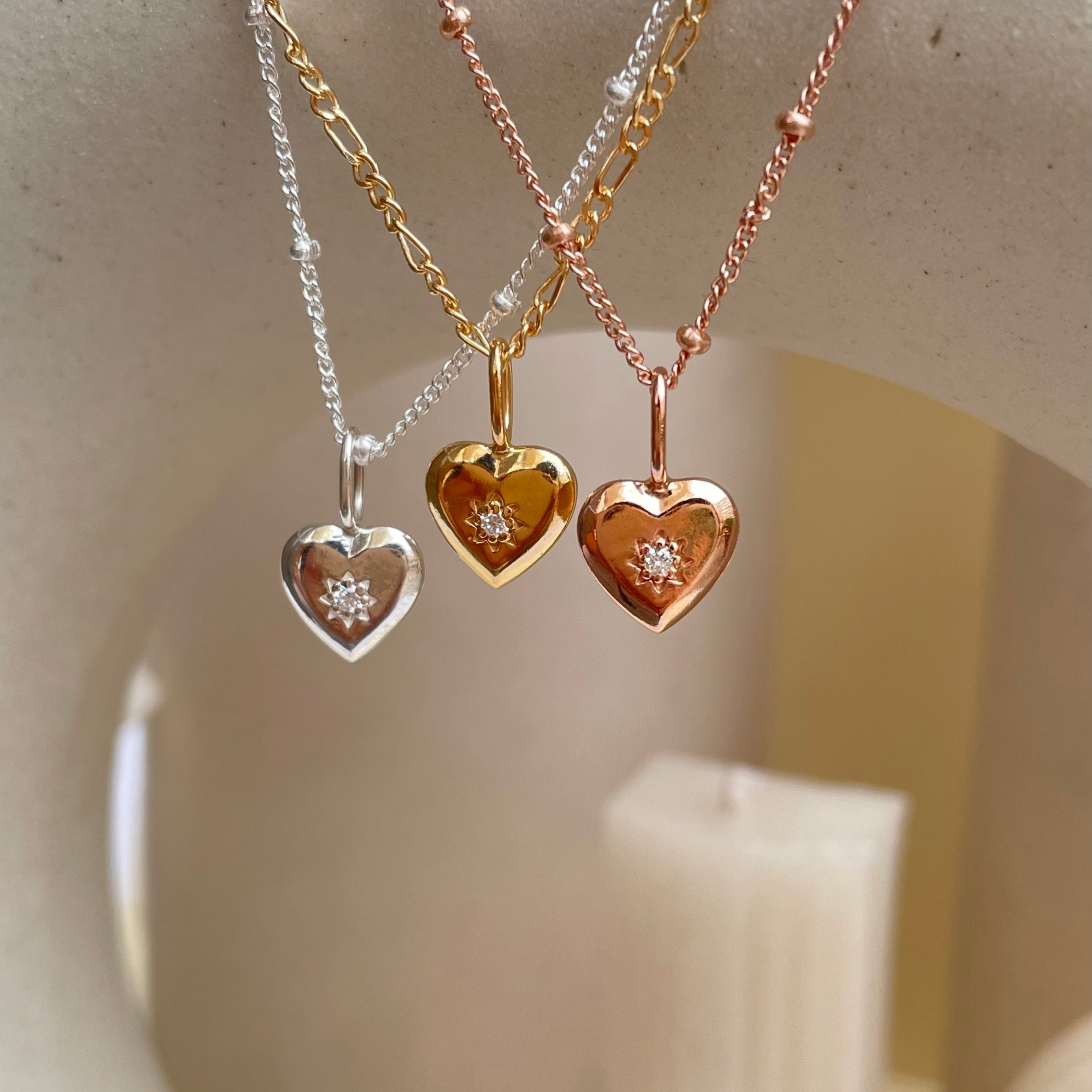 Vintage Heart Satellite Necklace with Satellite Chain - Octonov