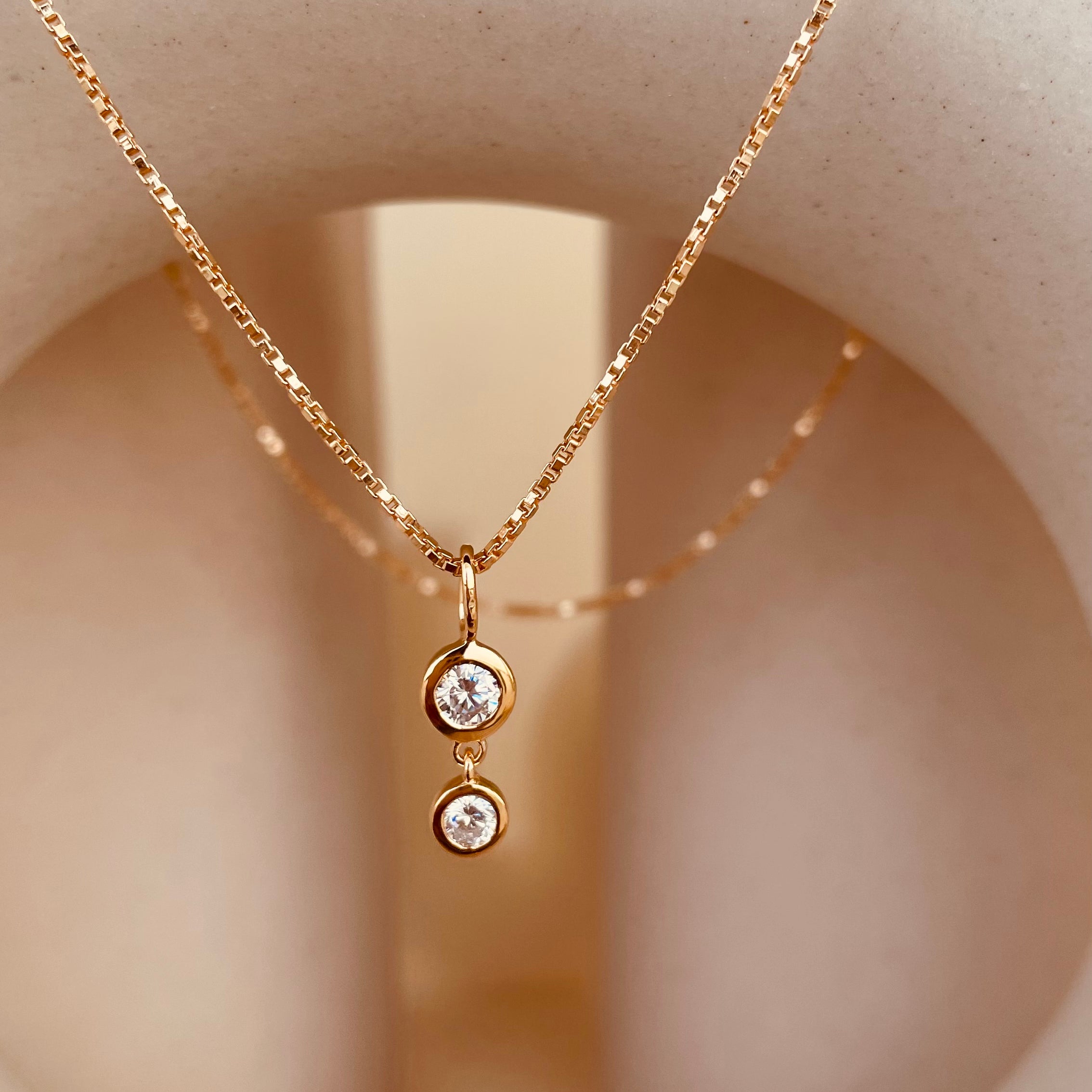 Minimal Double Drop Dangling Necklace with Box Chain - Octonov