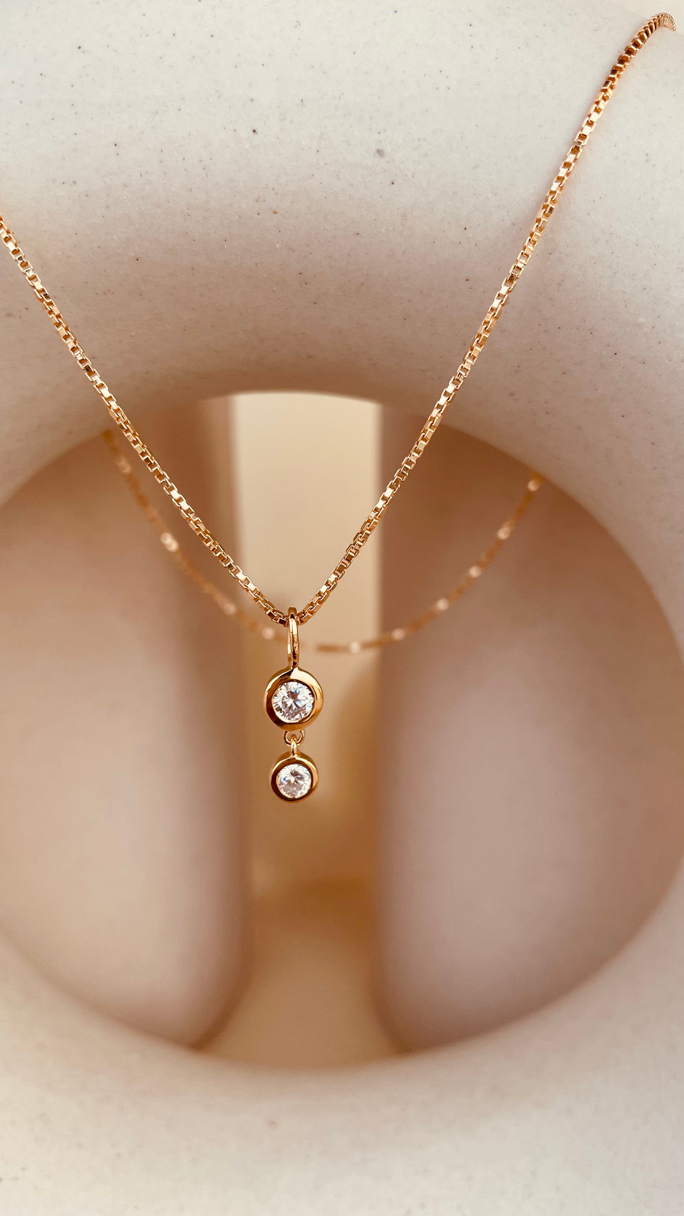Minimal Double Drop Dangling Necklace with Box Chain - Octonov