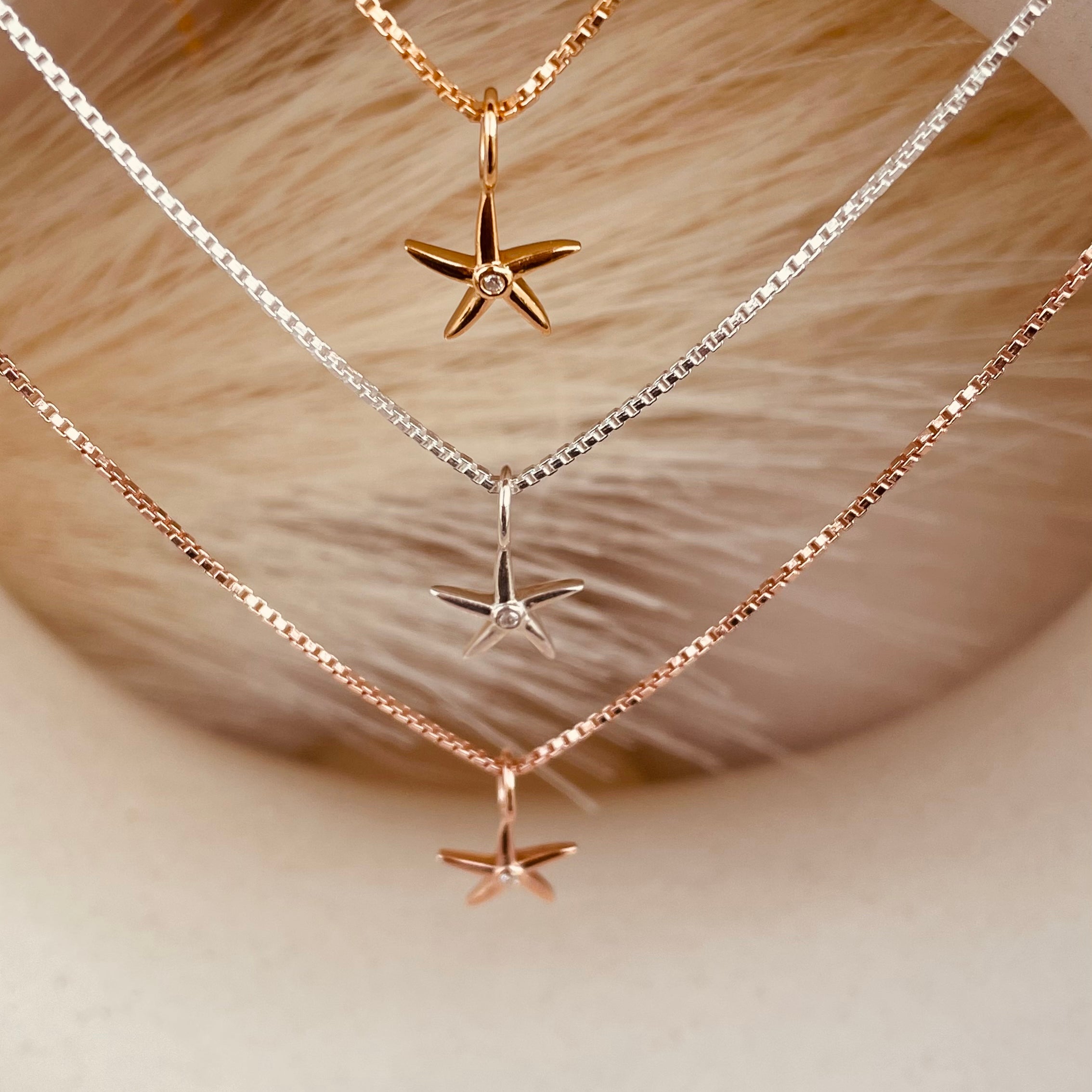 Minimal Starfish Necklace with Box Chain - Octonov