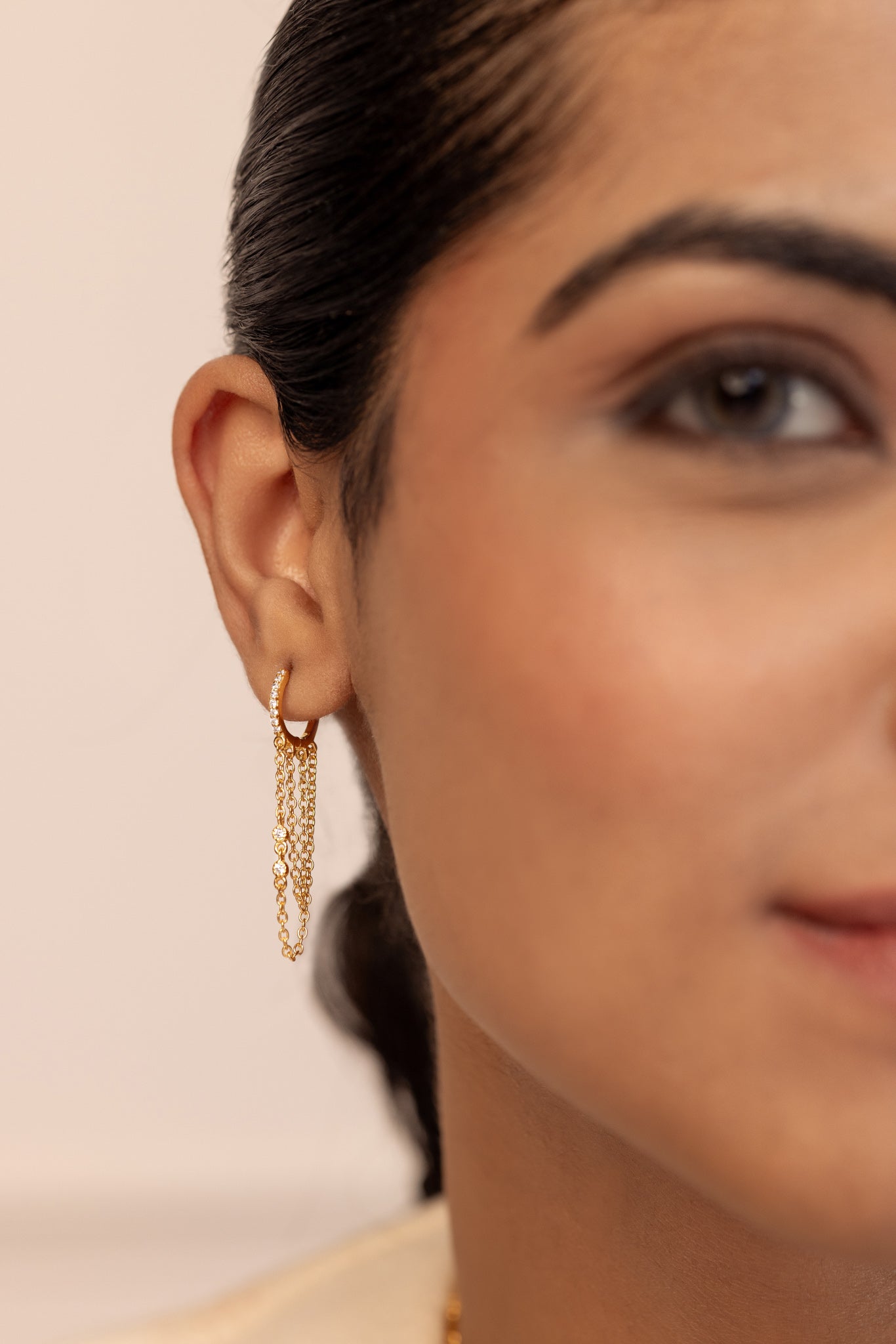 Signature CZ Huggies with duo chain - Octonov 