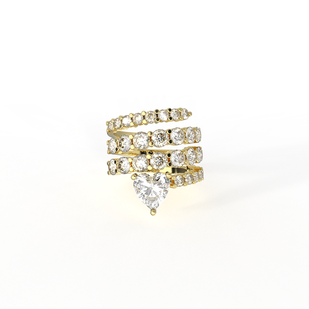 Statement Heart Twirl Ring| Octonov jewellery in India | 18kt Gold ...