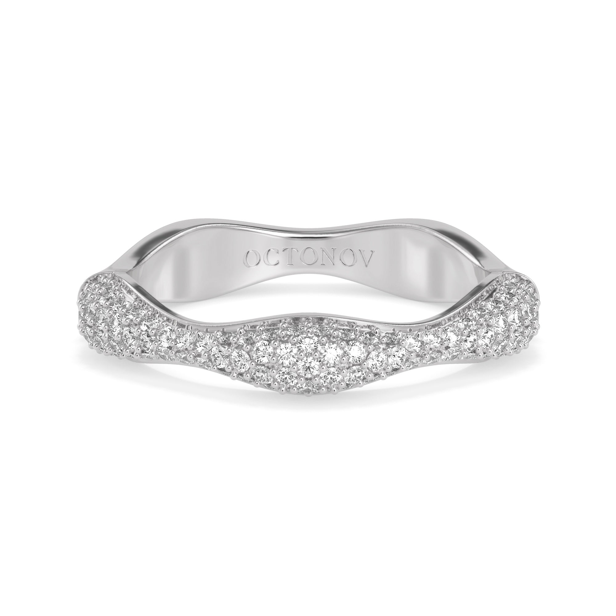 Diamond Swirl Stacker Ring in Rose Gold - Octonov 