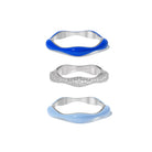 Sorbet Swirls Blue Moon & Royal Blue Enamel & Diamond Swirls Stacker Ring Set of 3 - Octonov 