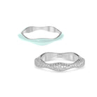 Sorbet Swirl Pale Sky Enamel & Diamond Swirls Stacker Ring Duo - Octonov 