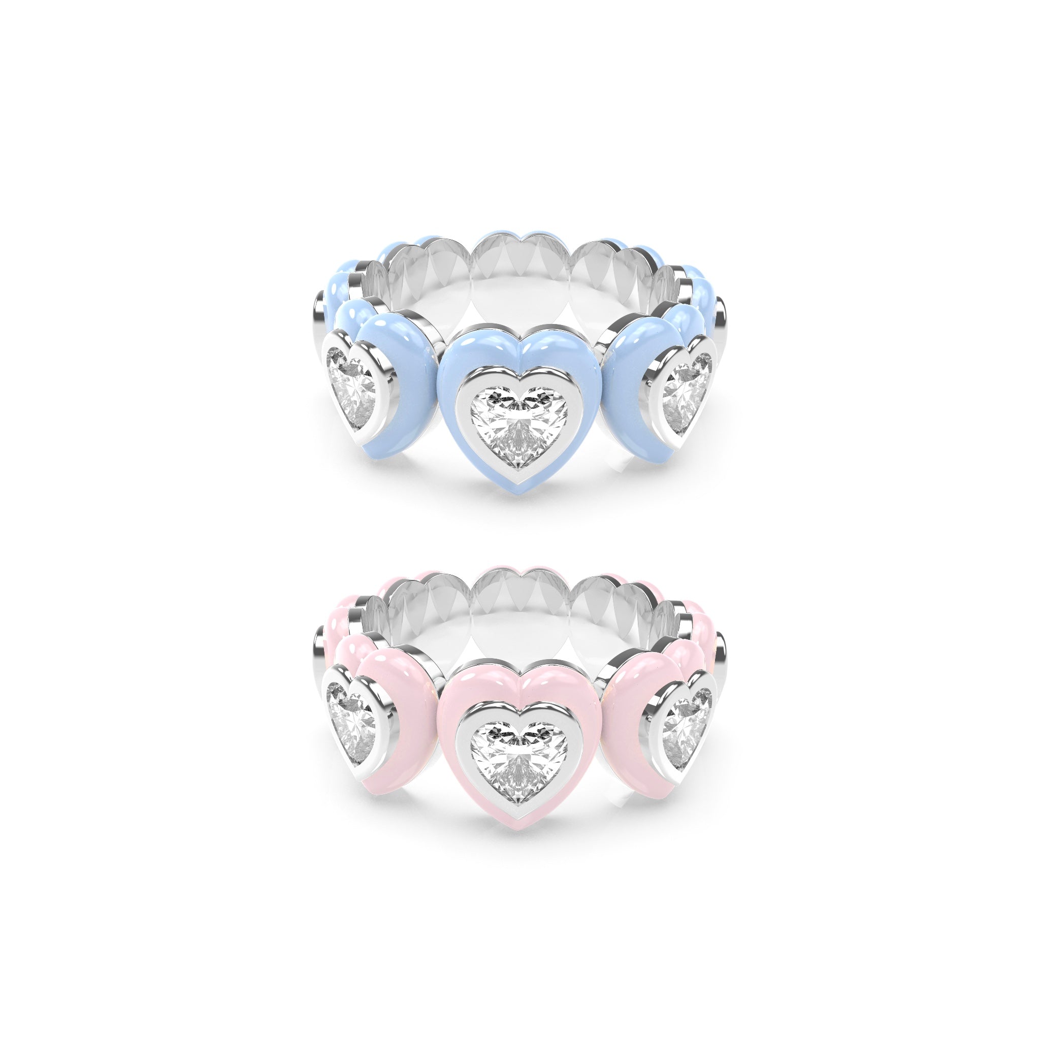 Heart Enamel Bauble Pop Ring Duo - Octonov 