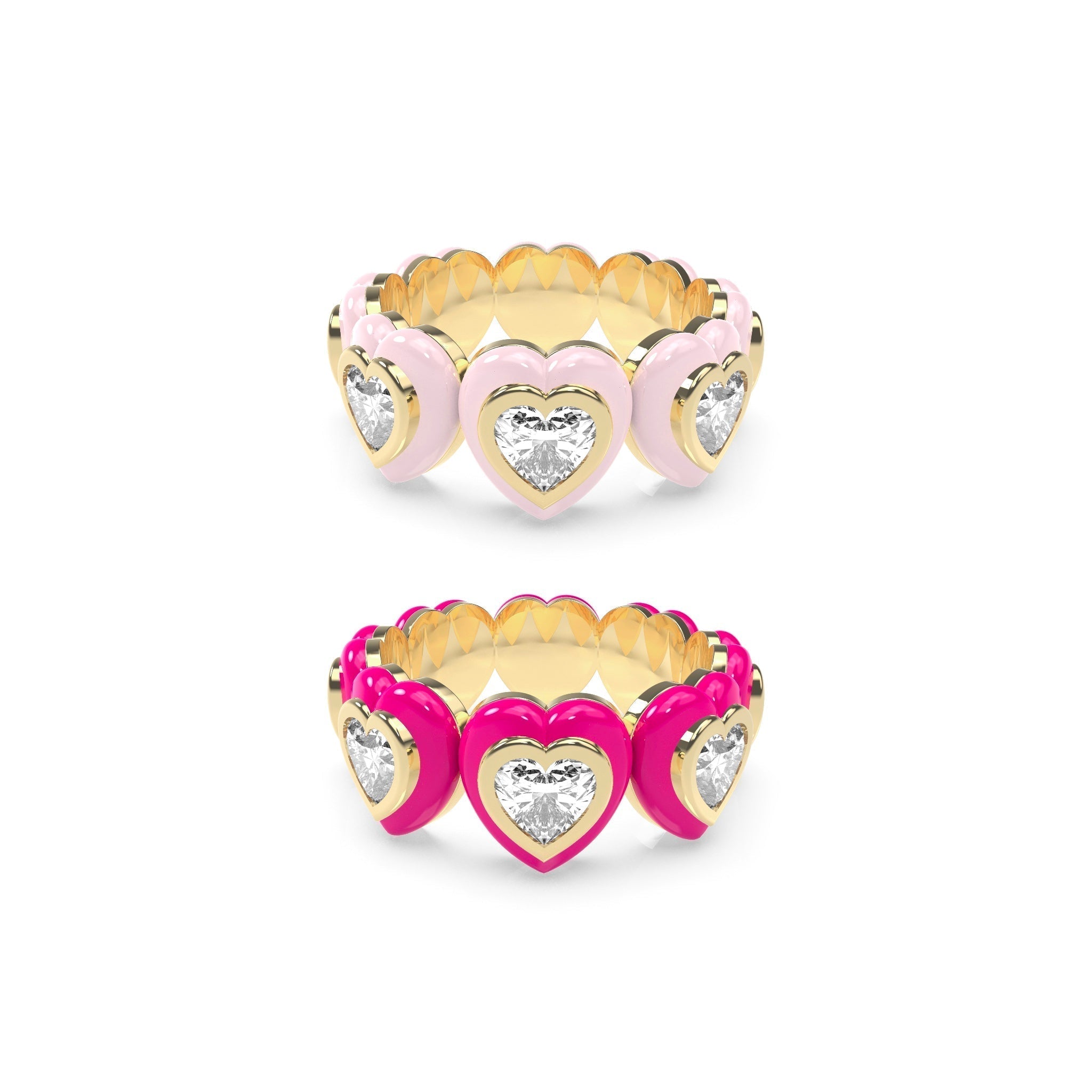 Heart Enamel Bauble Pop Ring Duo - Octonov 