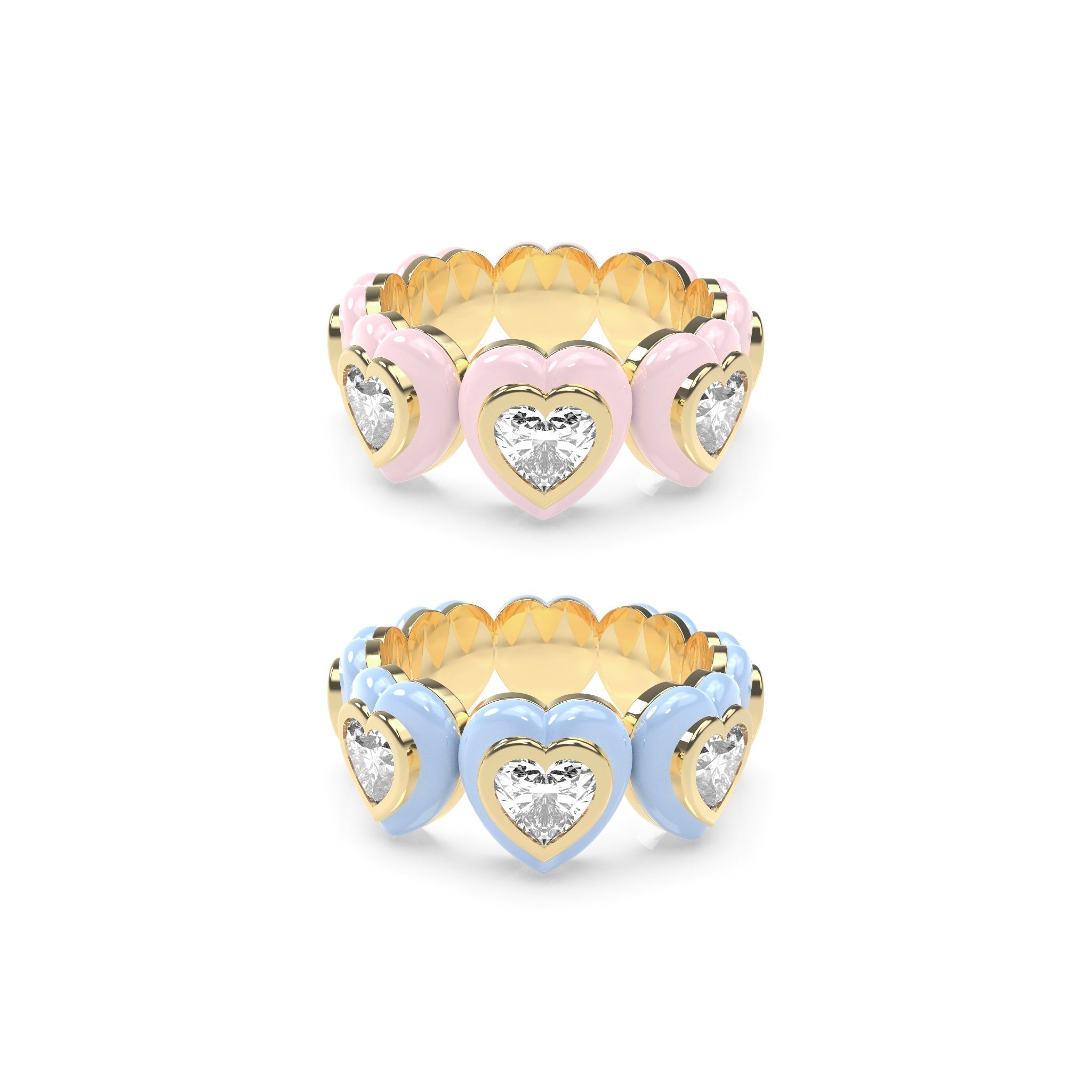 Heart Enamel Bauble Pop Ring Duo - Octonov 