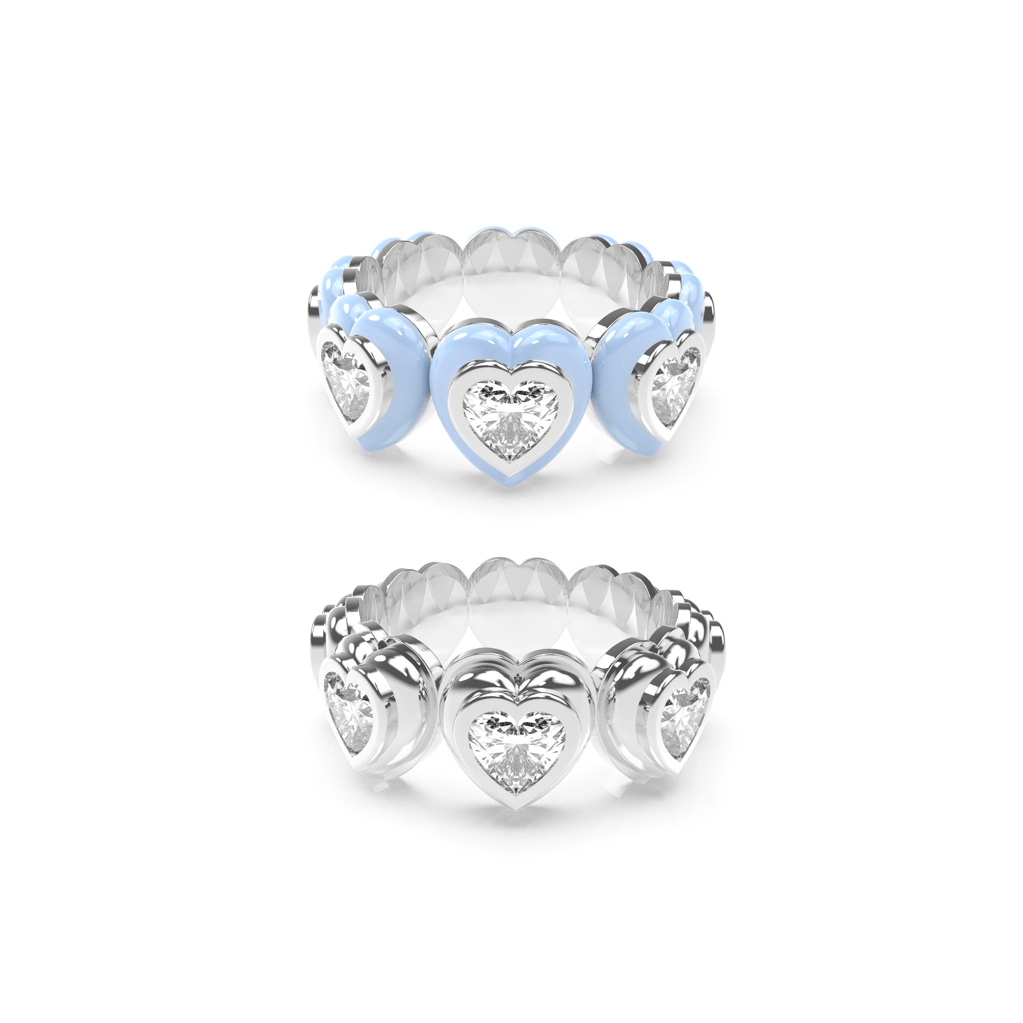 Heart Enamel Bauble Pop & Solid Ring Duo - Octonov 