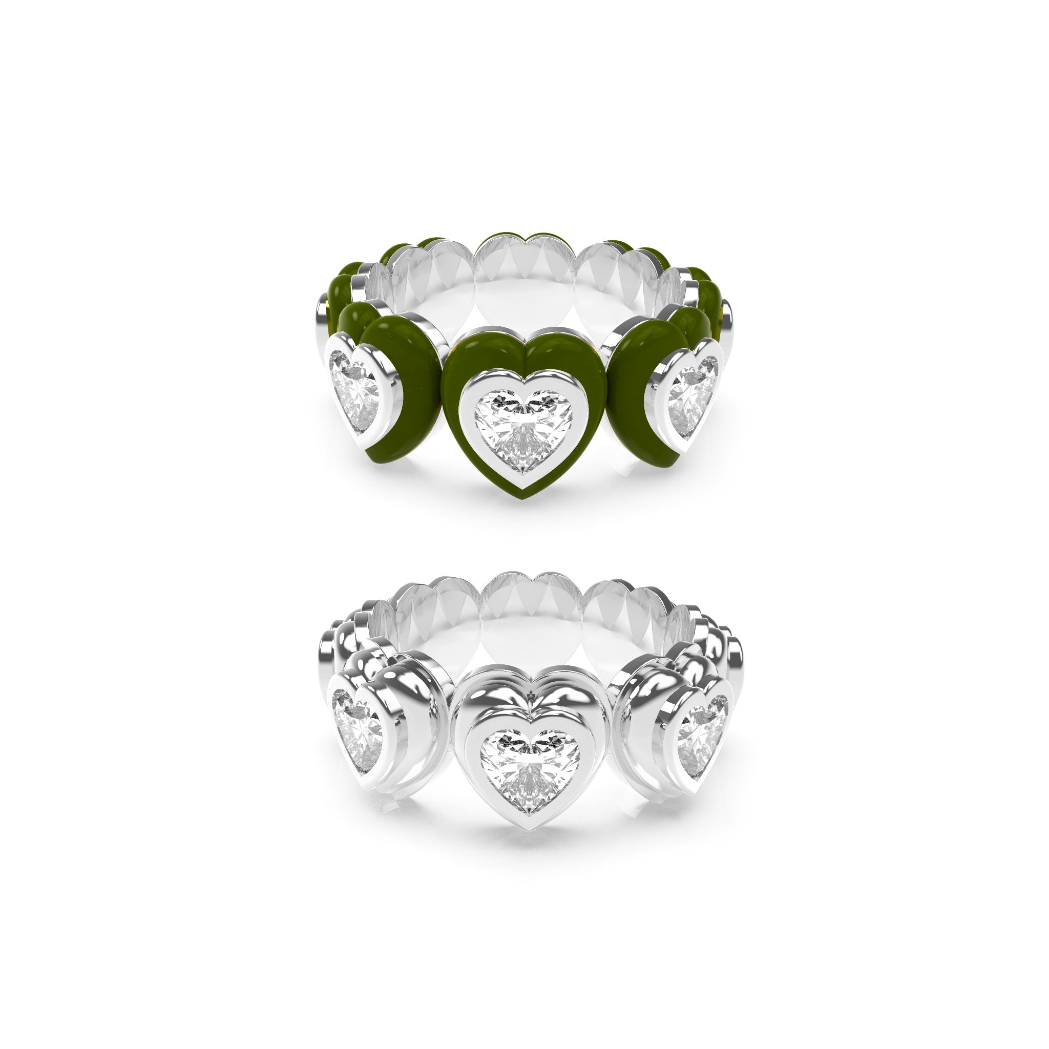 Heart Enamel Bauble Pop & Solid Ring Duo - Octonov 