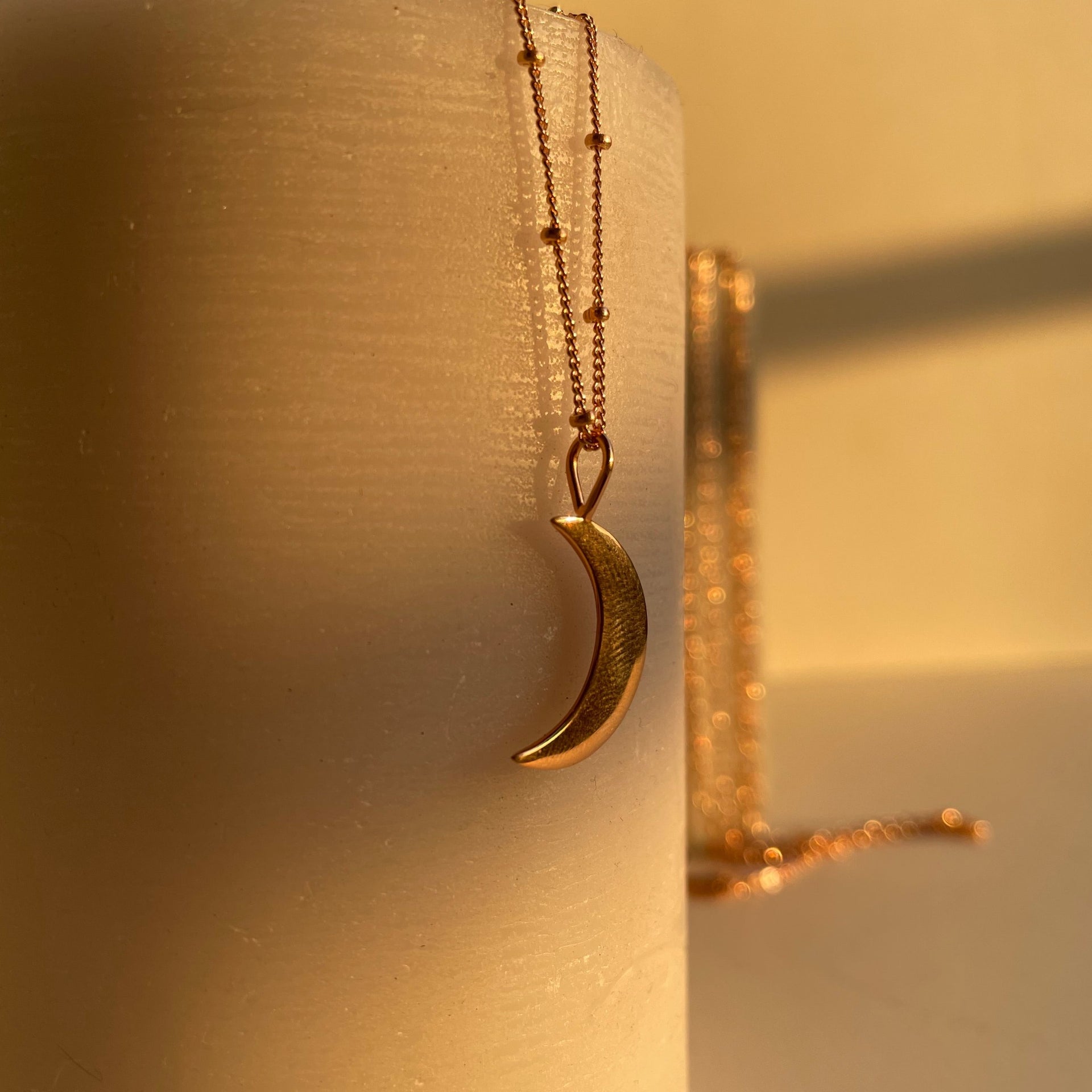 Gold Crescent Moon Necklace Charm only Silver