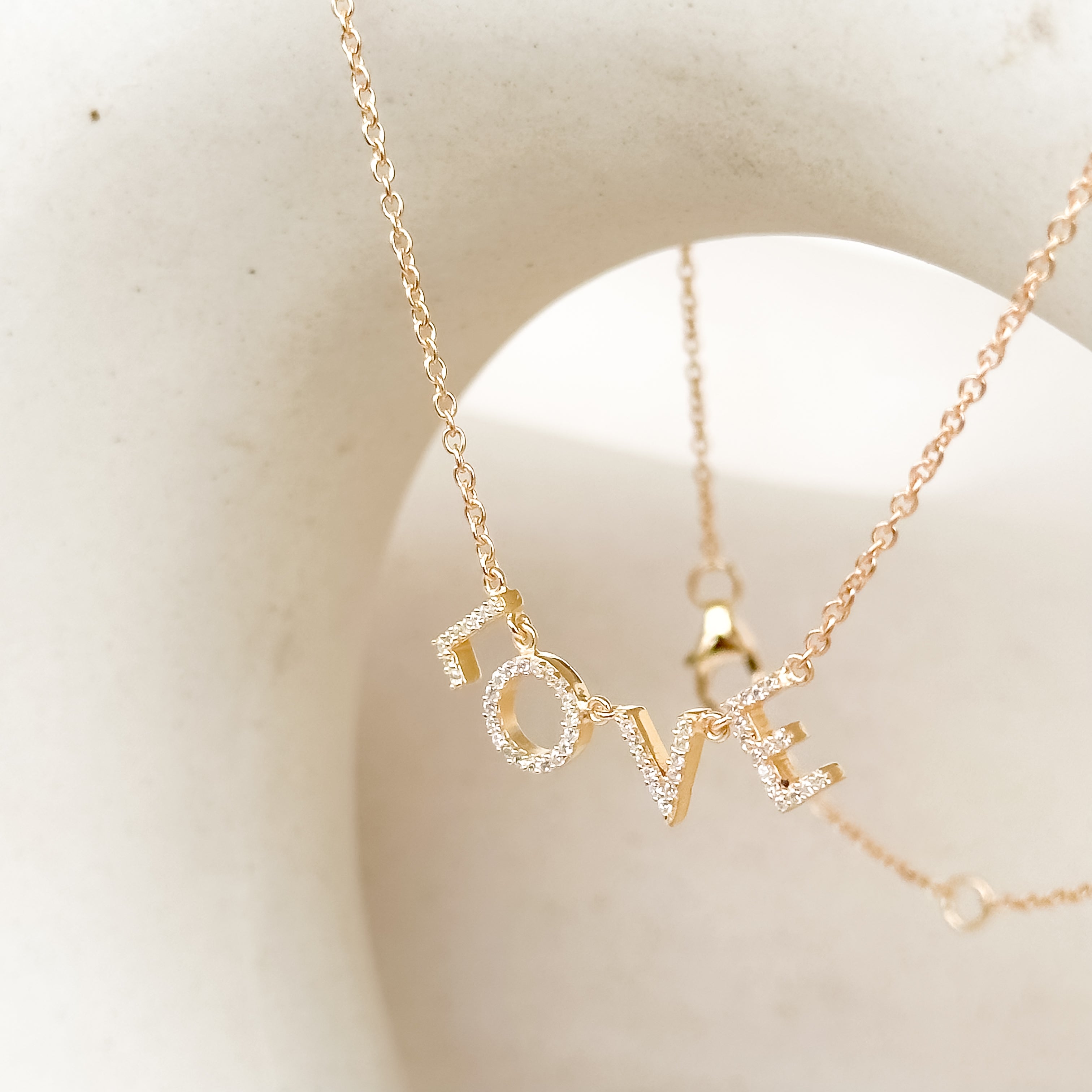 LOVE Pave Dainty Necklace - Octonov 