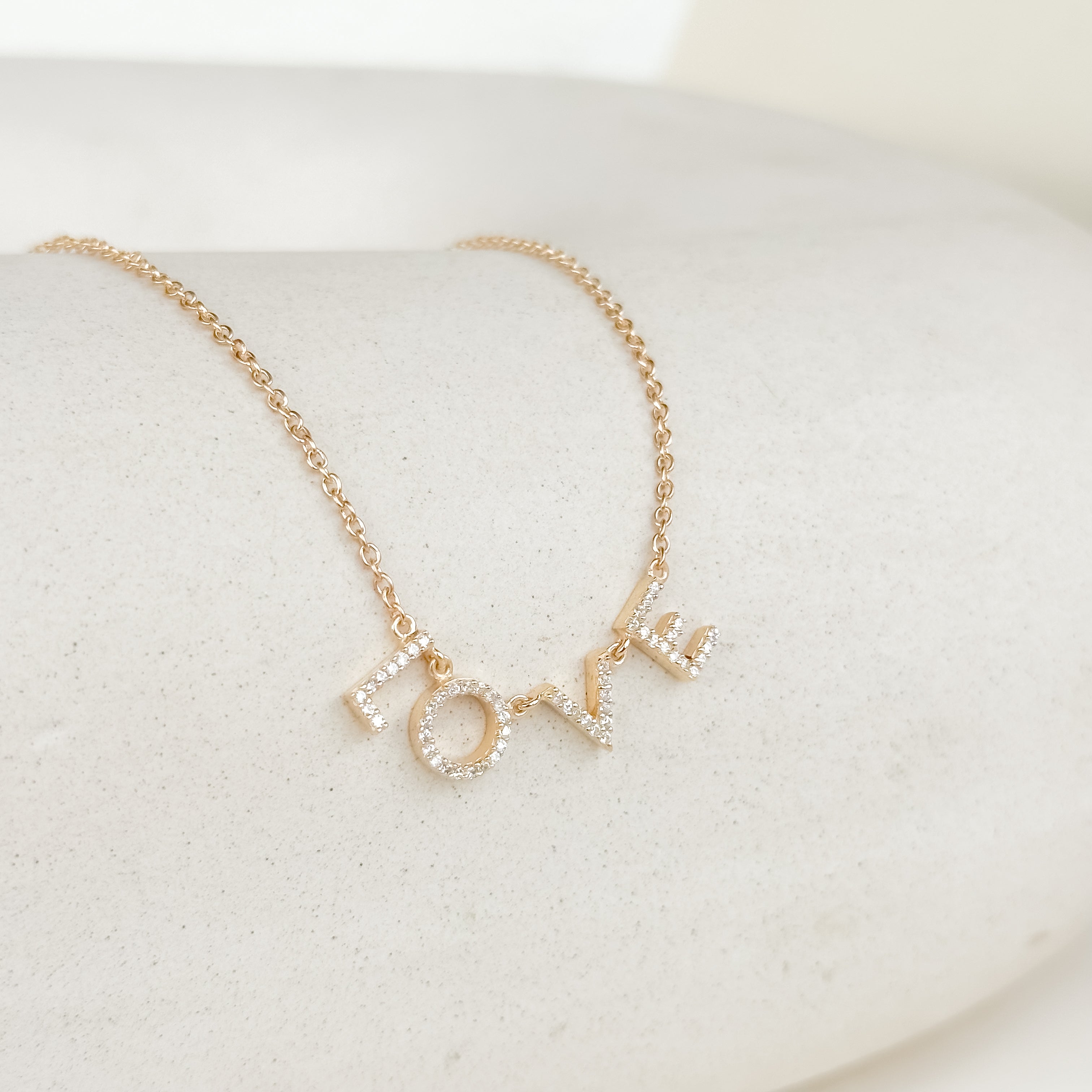 LOVE Pave Dainty Necklace - Octonov 