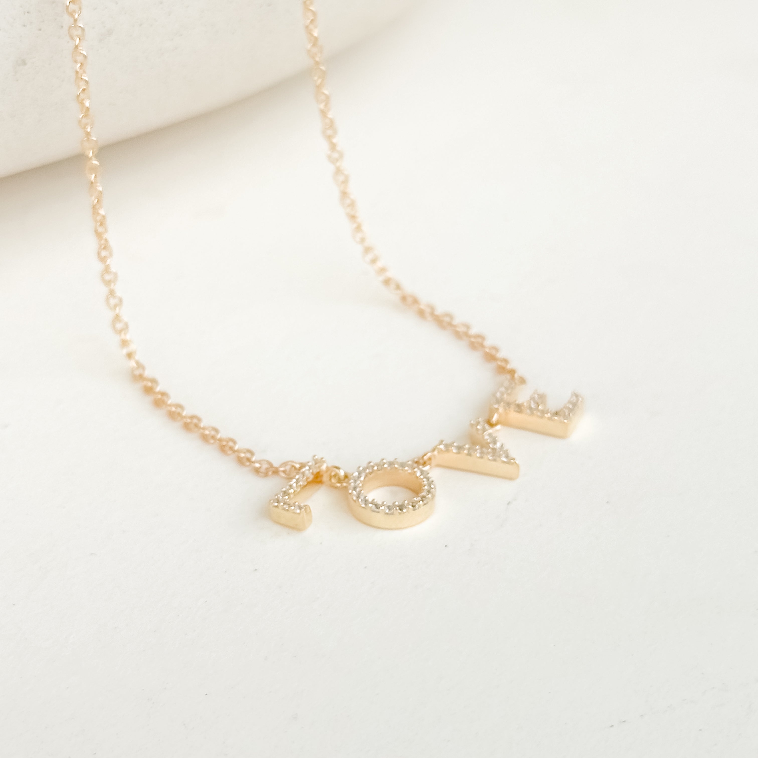 LOVE Pave Dainty Necklace - Octonov 