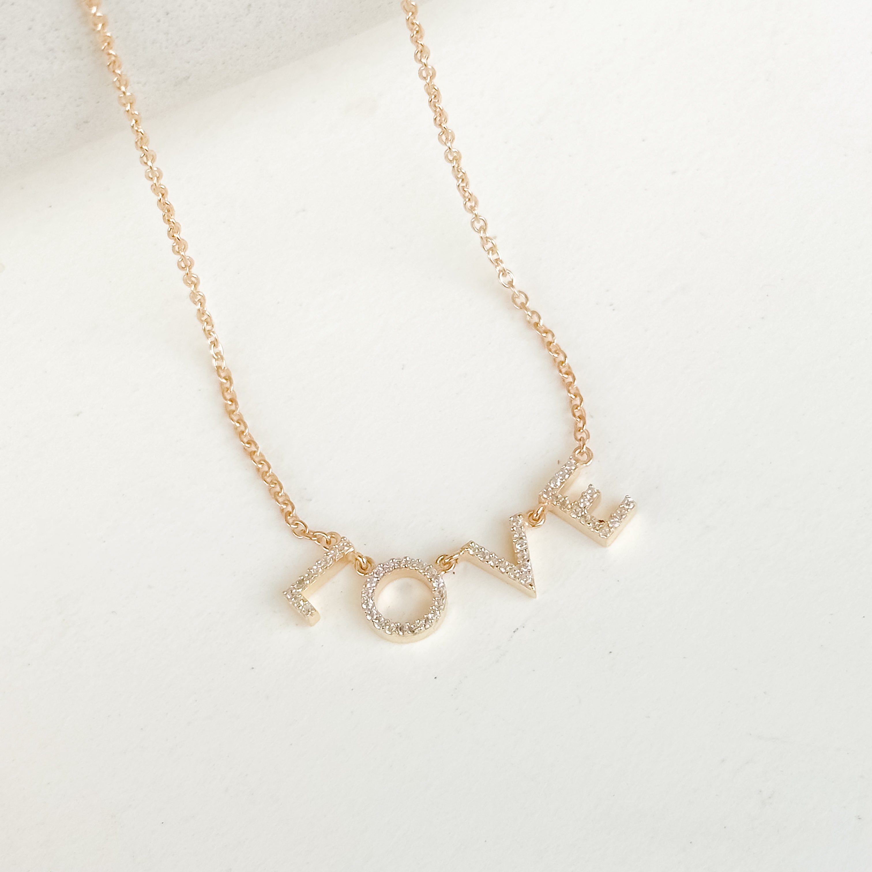 LOVE Pave Dainty Necklace - Octonov 