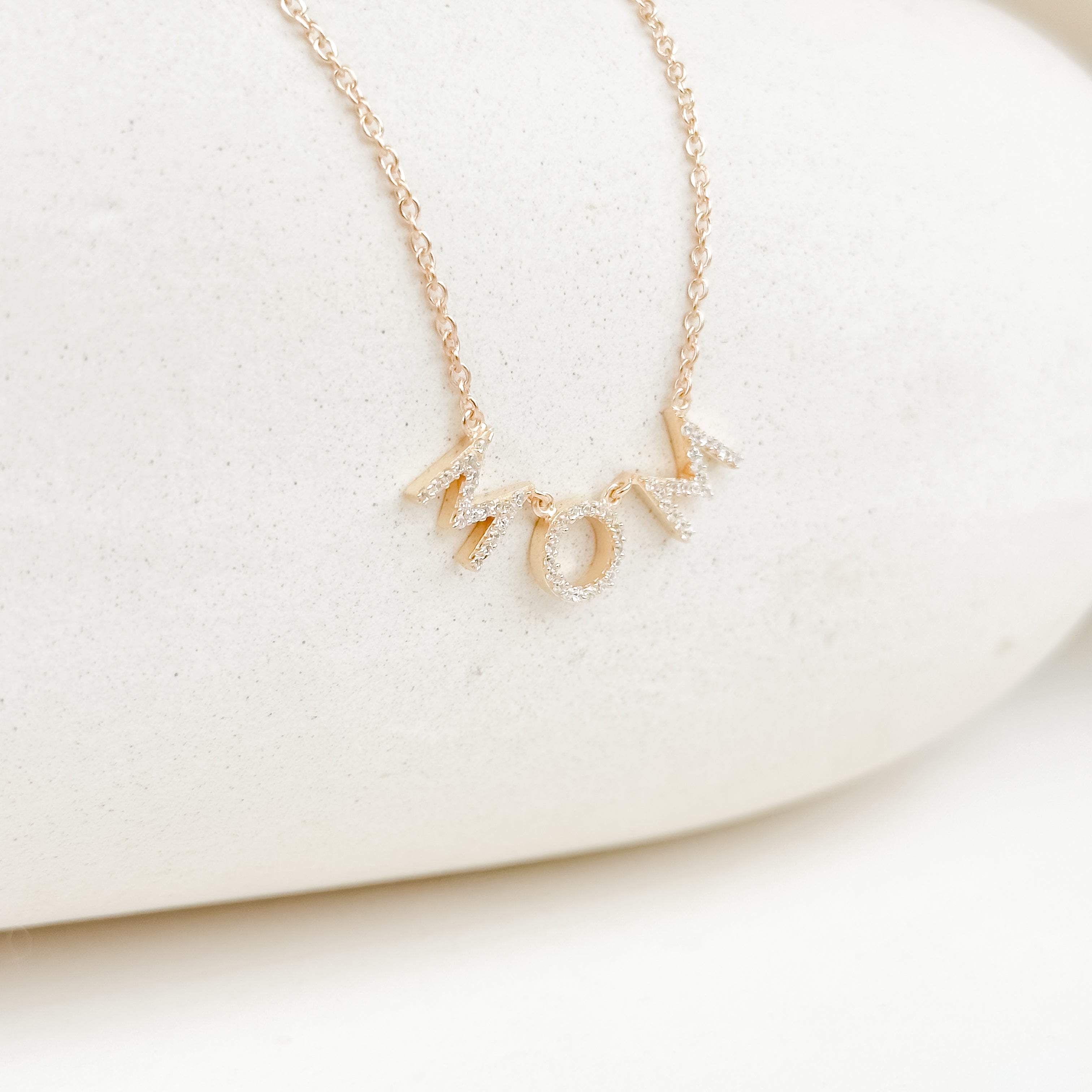 MOM Pave Dainty Diamond Necklace - Octonov 