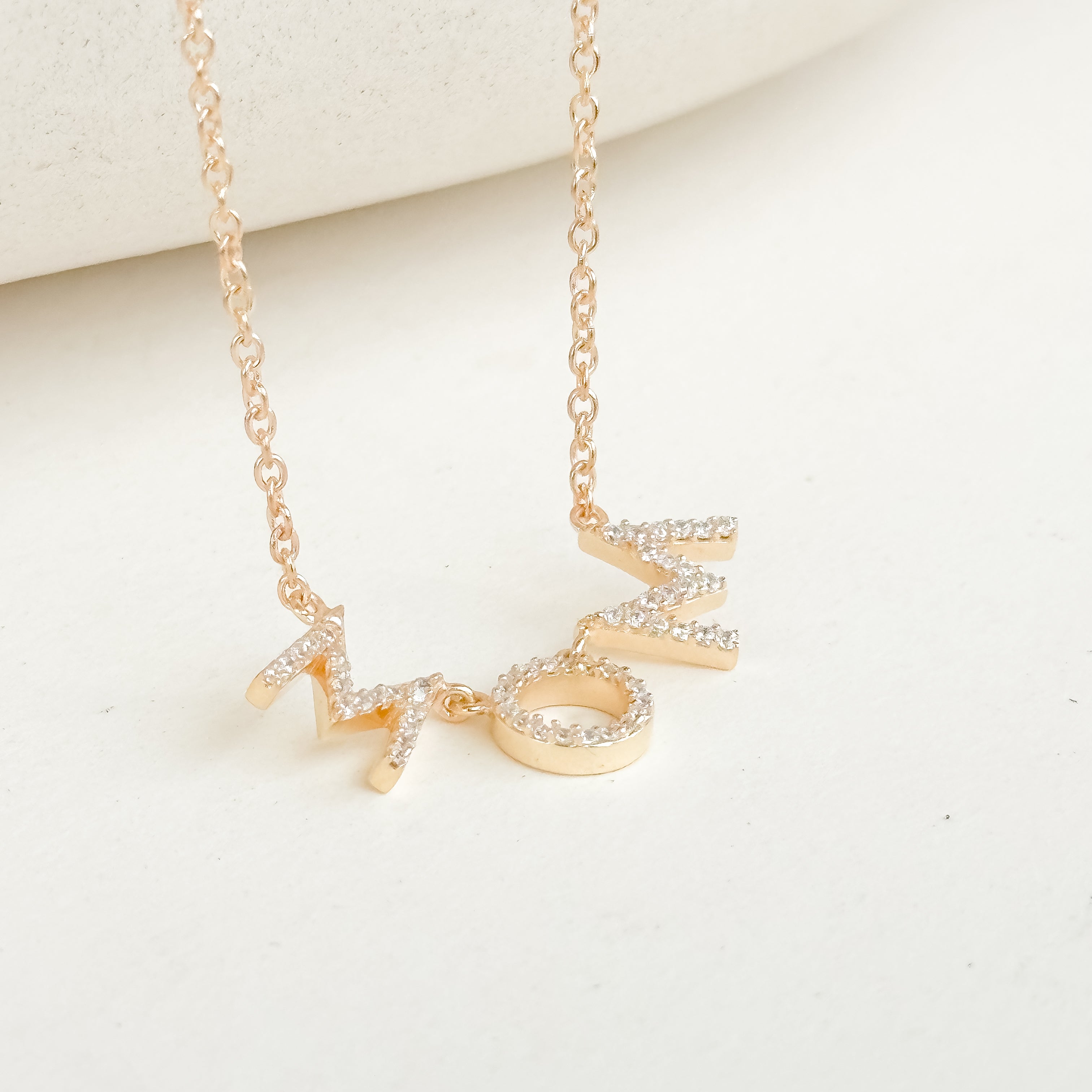 MOM Pave Dainty Diamond Necklace - Octonov 