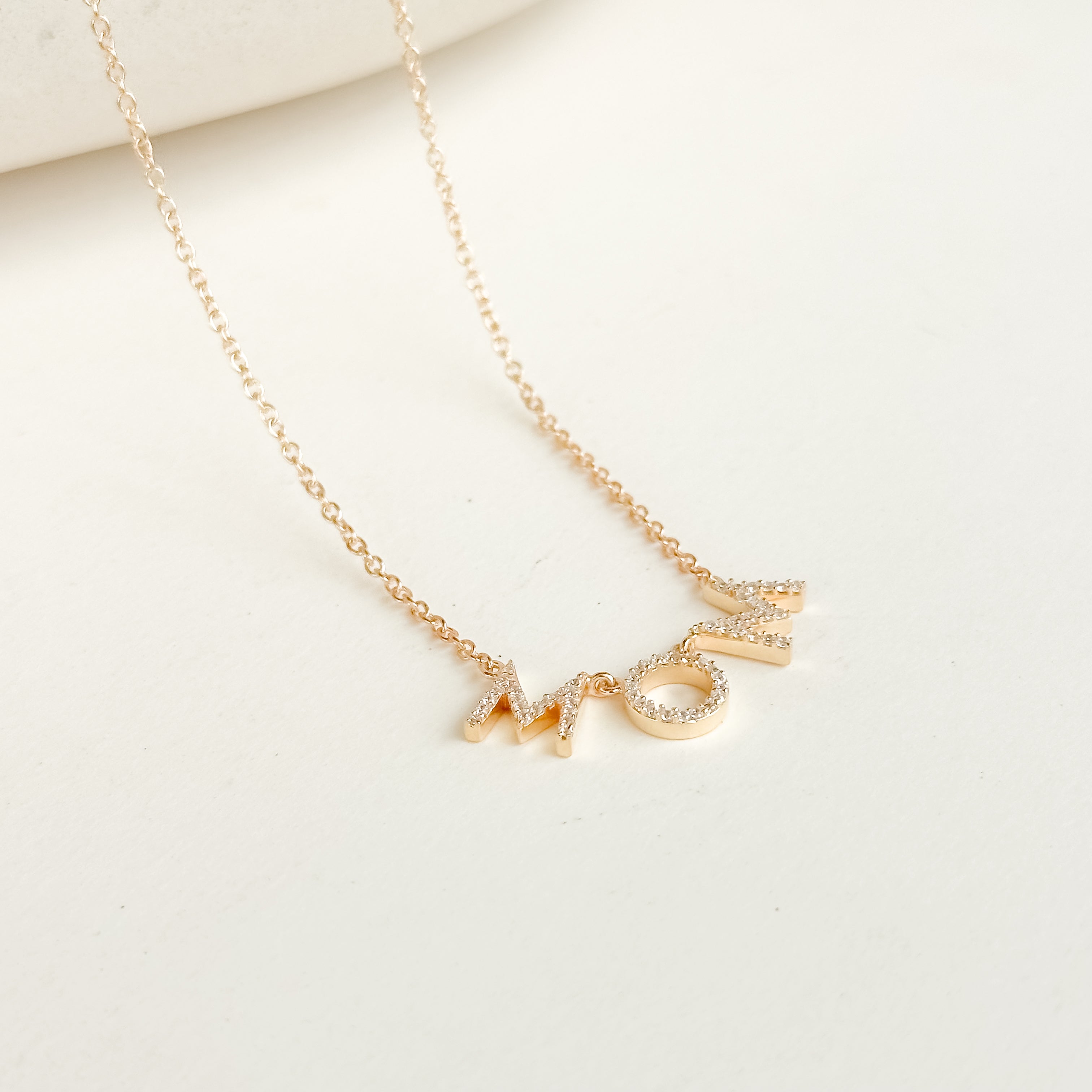 MOM Pave Dainty Diamond Necklace - Octonov 