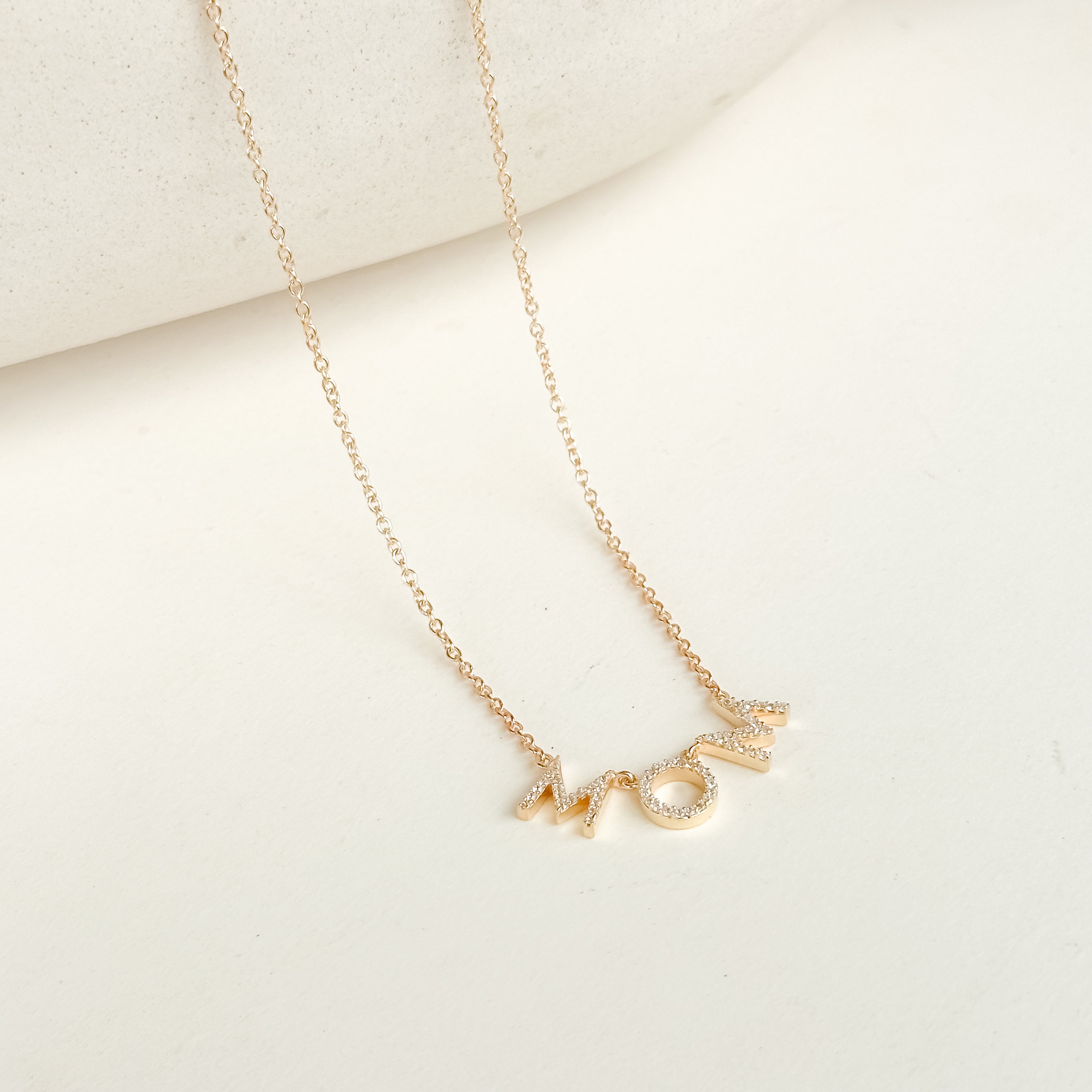 MOM Pave Dainty Diamond Necklace - Octonov 