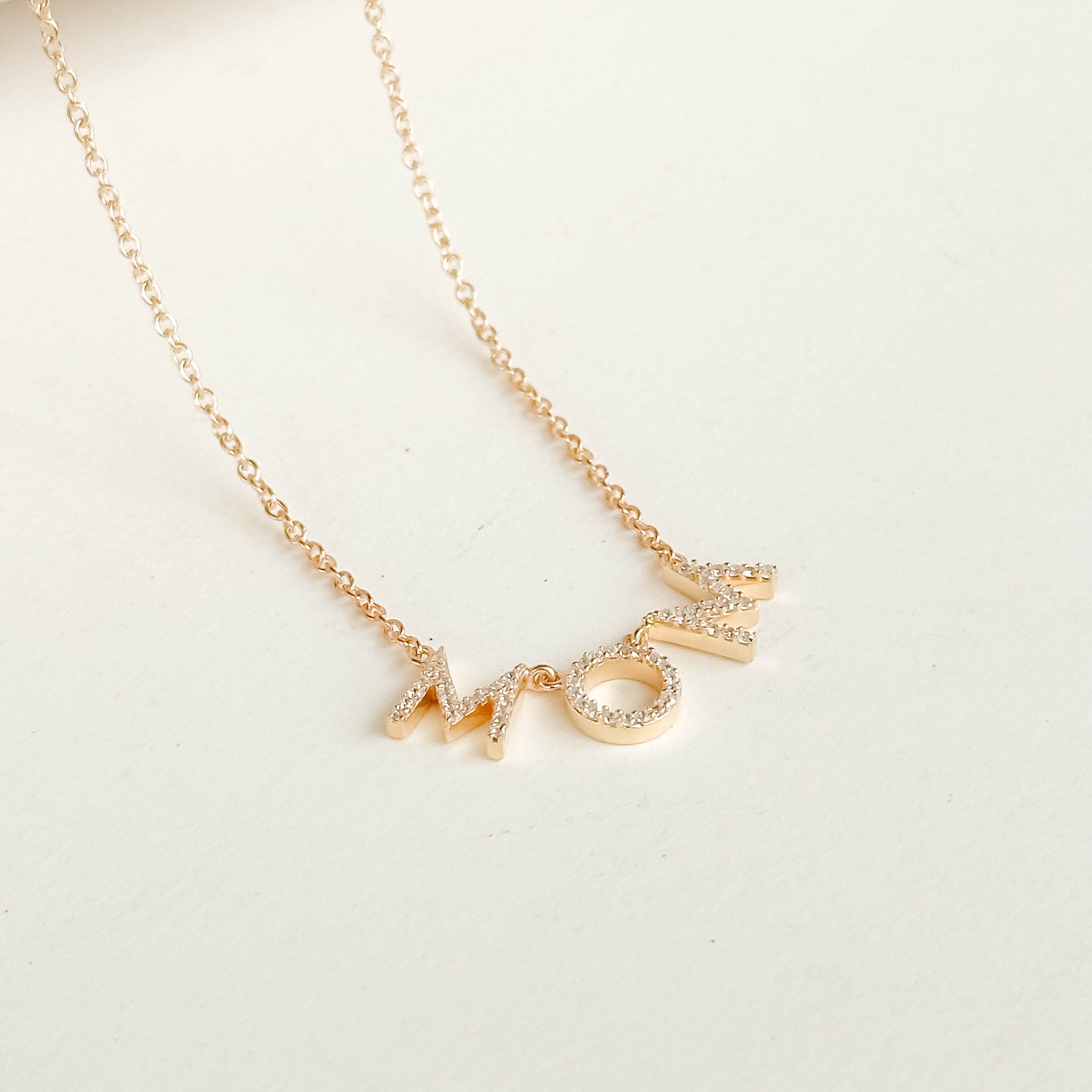 MOM Pave Dainty Diamond Necklace - Octonov 