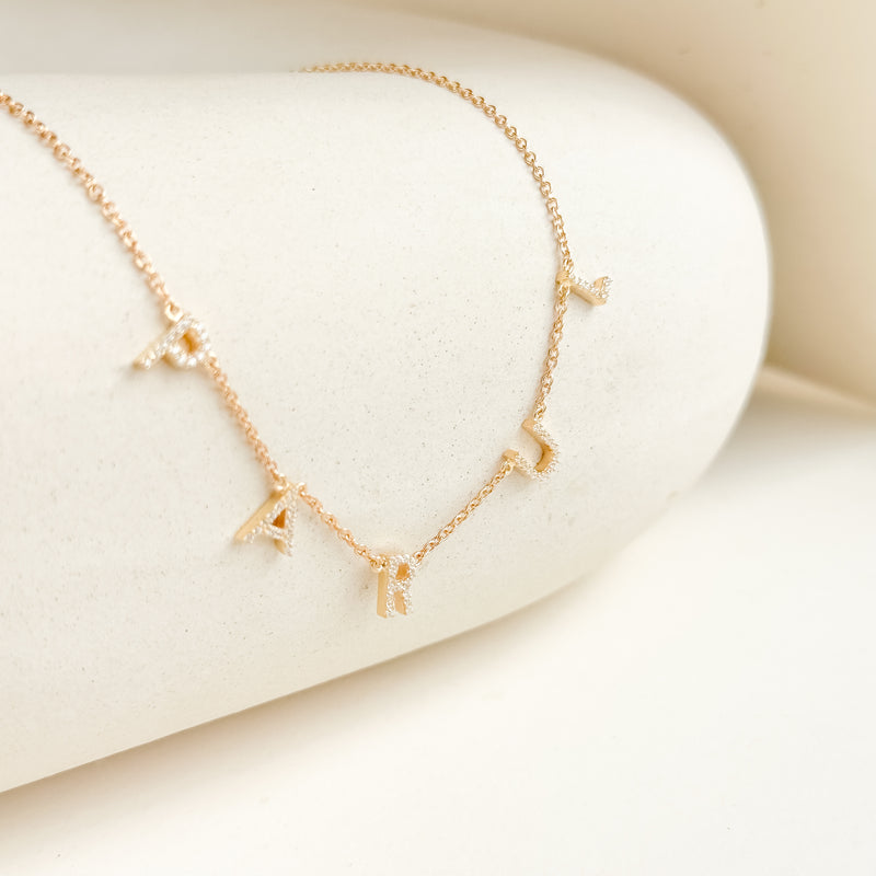 Custom Pave Diamond Name Necklace
