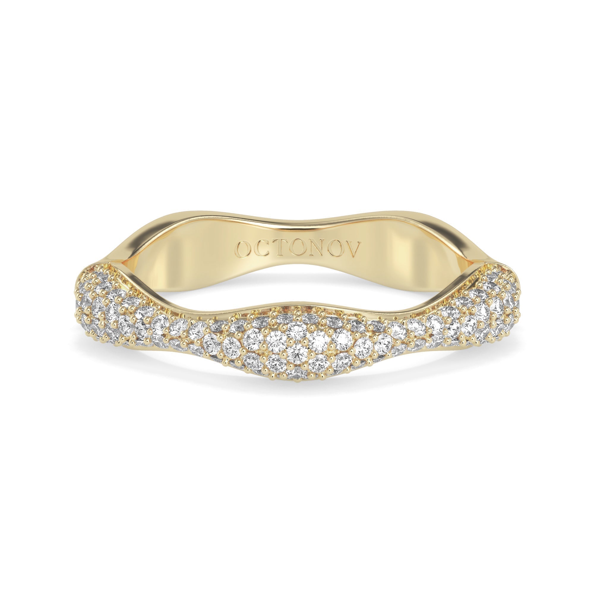 Diamond Swirl Stacker Ring in Silver - Octonov 