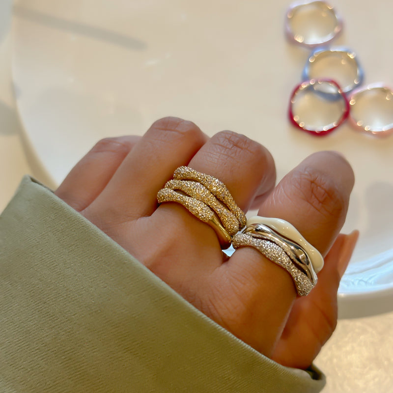 Diamond Swirl Stacker Ring in Gold