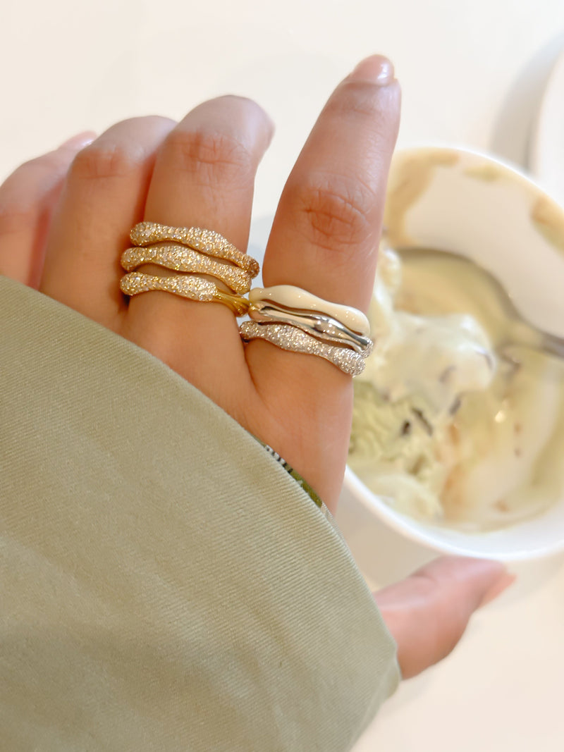 Diamond Swirl Stacker Ring in Gold