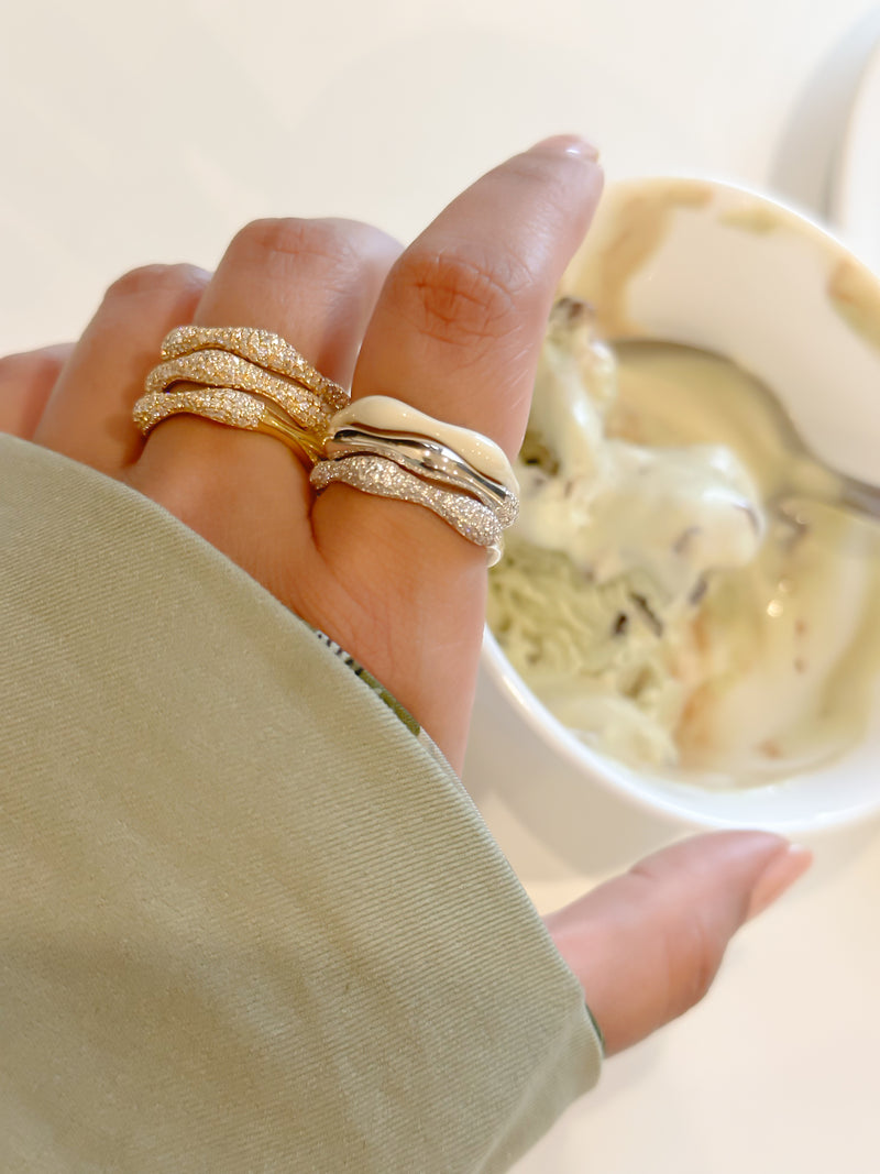 Diamond Swirl Stacker Ring in Gold