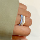 Sorbet Swirls Enamel & Diamond Swirls Stacker Ring Set in Blue Moon +Vanilla - Octonov 