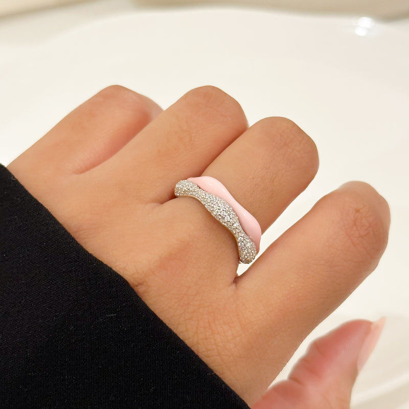 Sorbet Swirls Enamel & Diamond Swirls Stacker Ring